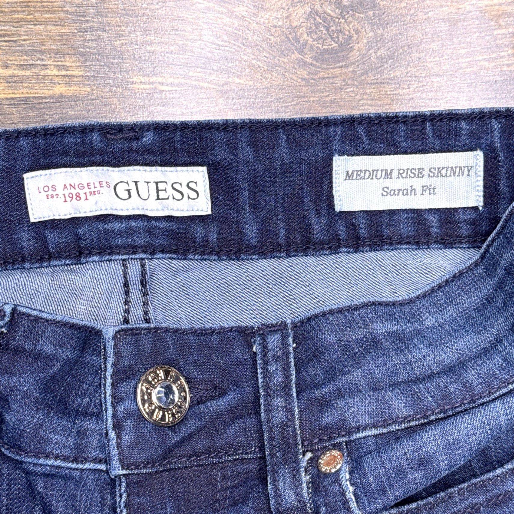 Guess Guess Jeans Womens 26 Low Rise Stretch Distressed Patch Fit Skinny Denim Blue 5-Pocket City Modern Regular Size 26" / US 2 / IT 38 - 4 Thumbnail