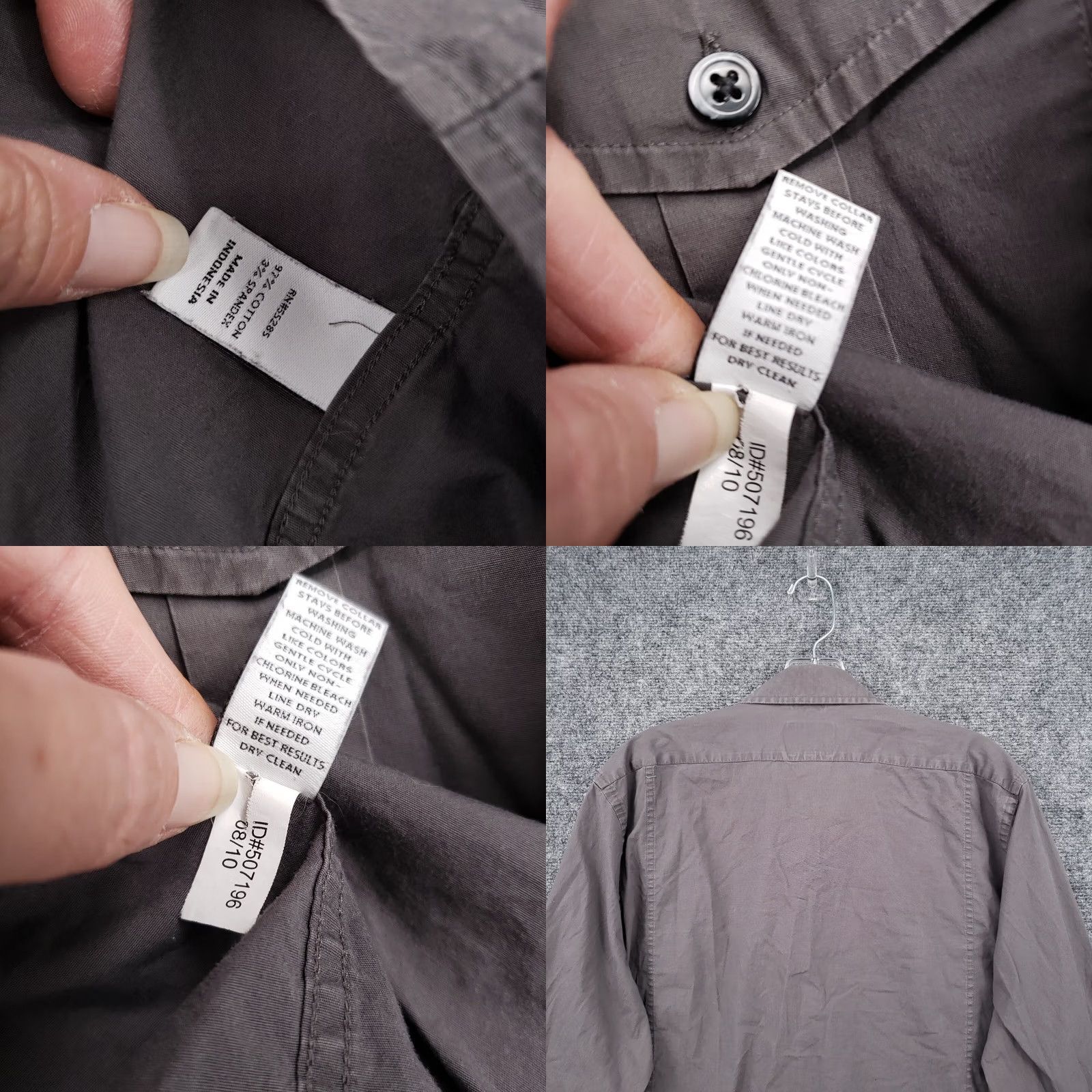 Express Express Button Up Shirt Mens Large Gray Military Stretch Modern Fit Size US L / EU 52-54 / 3 - 8 Thumbnail