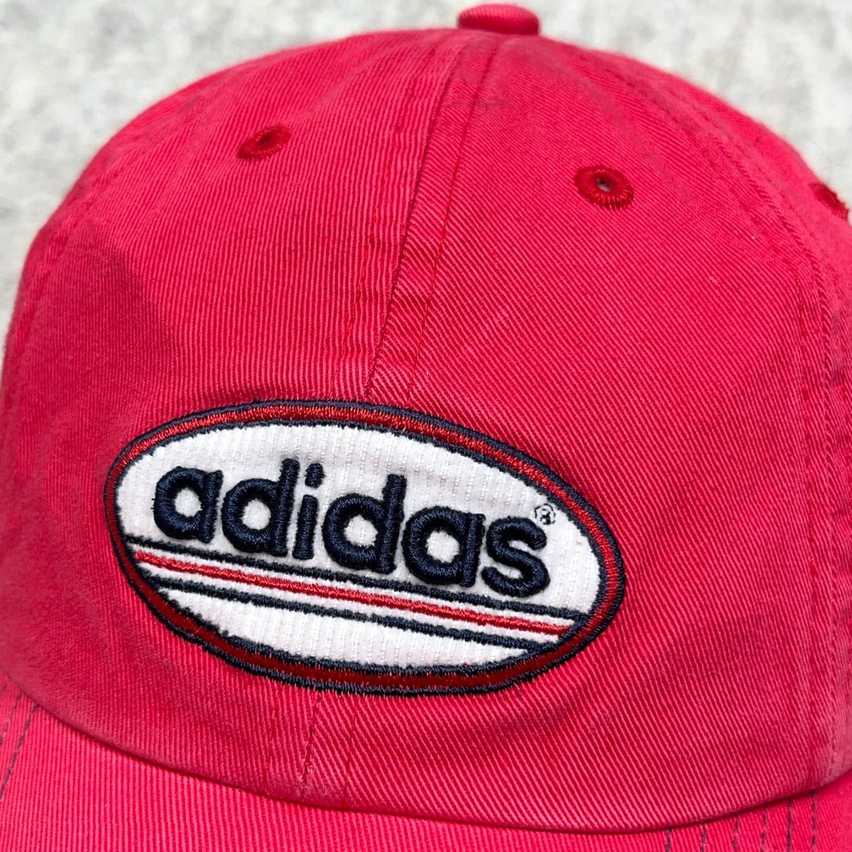 Adidas VINTAGE adidas Hat Cap Red Twill Baseball Cap Adult One Size Adjustable Strap Back Faded Spellout Golf Twill Size ONE SIZE - 4 Thumbnail
