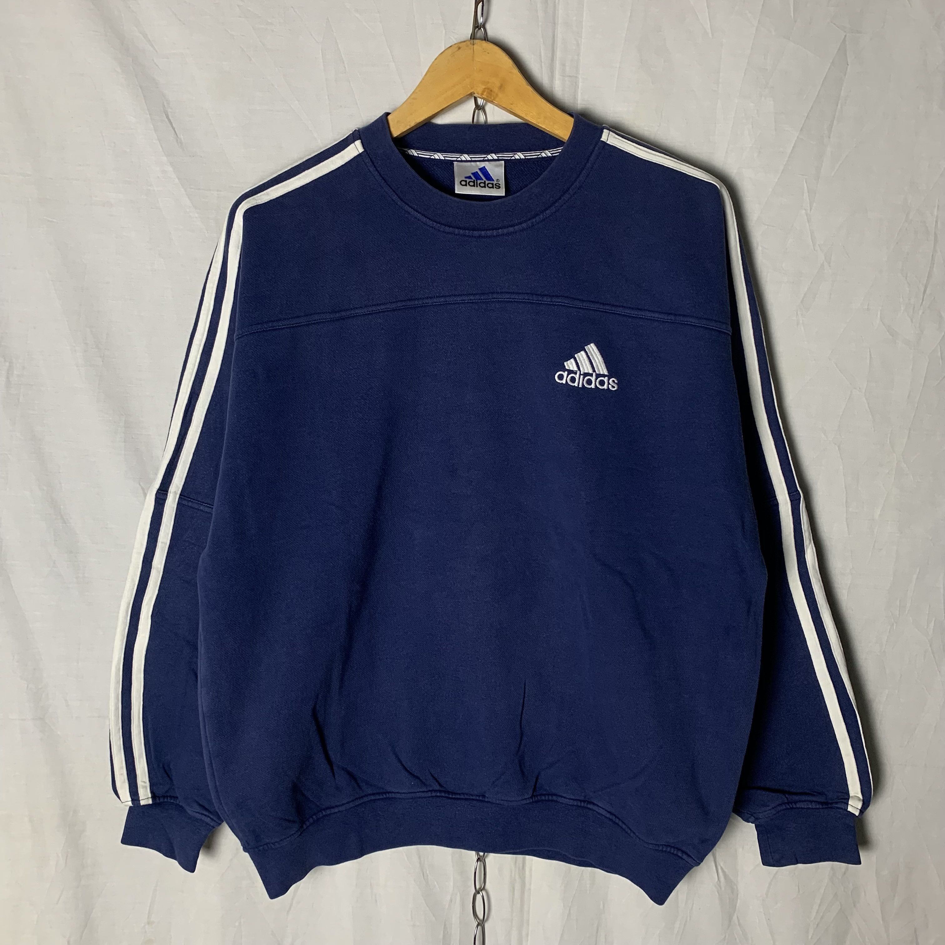 80s〜 adidas sweatshirt trefoil DESCENTE adidas 80s vintage Long sleeve sweat M-L Blue purple