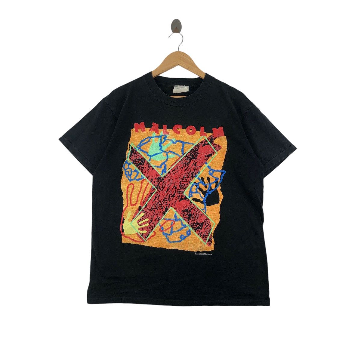 Vintage Vintage 90s MALCOLM X T-Shirt Art Batty Shabazz Size US L / EU 52-54 / 3 - 1 Thumbnail