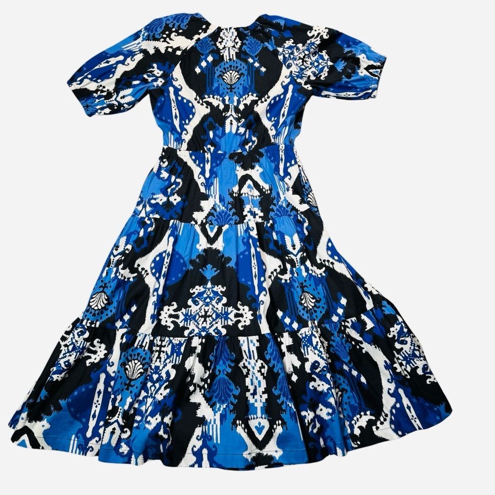 Chicos Chico's Ikat Puff Sleeve Cotton Tiered Midi Dress Size 00 U Size XS / US 0-2 / IT 36-38 - 5 Thumbnail