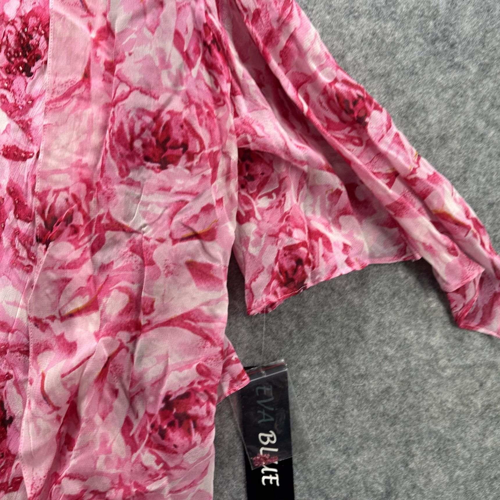 Vintage VINTAGE y2k Eva Blue Dress Jacket Set Womens 14 Pink Floral Ruffle Tiered Beaded Size XL / US 12-14 / IT 48-50 - 7 Thumbnail