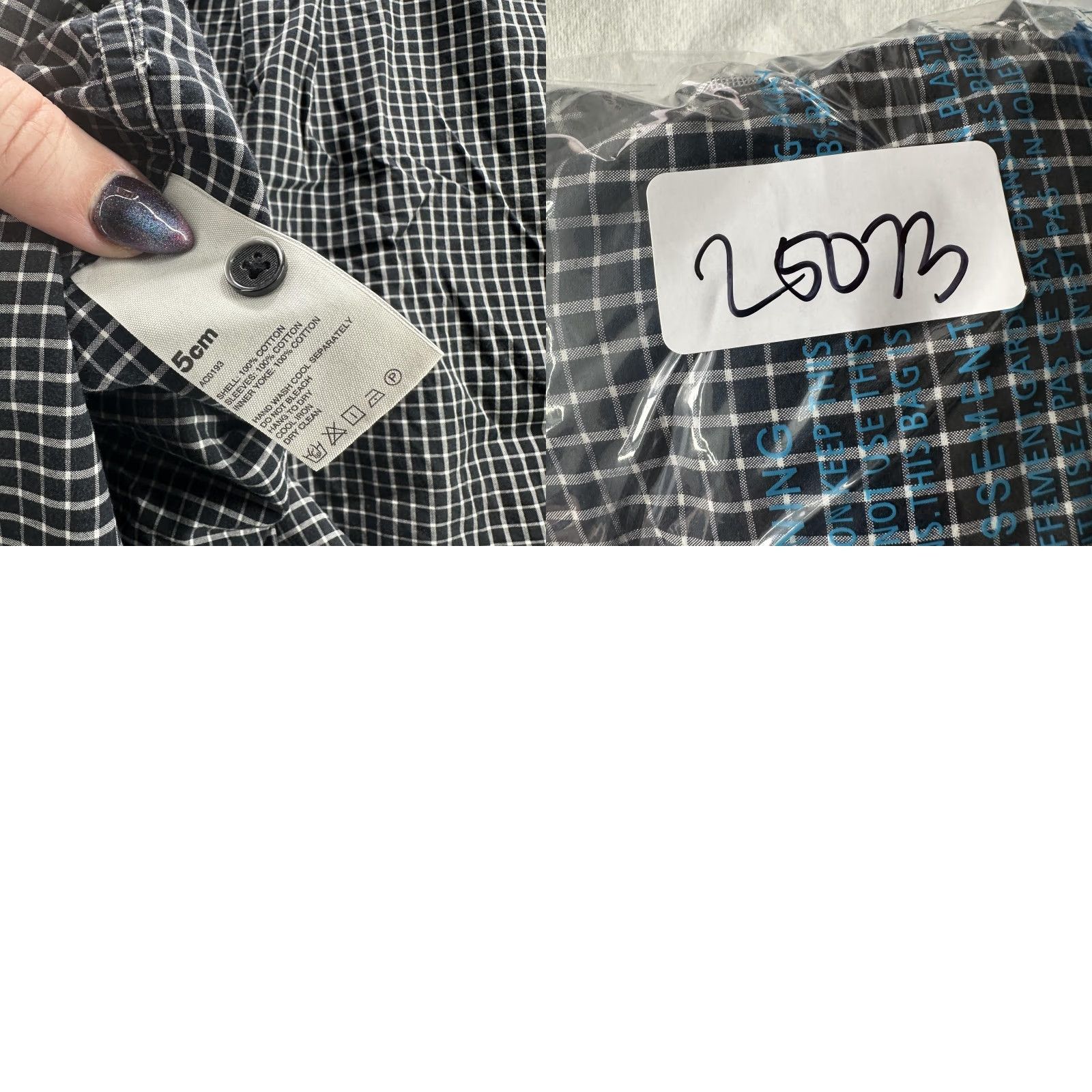Nique 5cm Shirt Mens Medium Black White Plaid Check Button-Down Long Sleeve Slim Cotton Shirt Mens Regular Black White Plaid Check Modern Casual Business Size US M / EU 48-50 / 2 - 9 Thumbnail