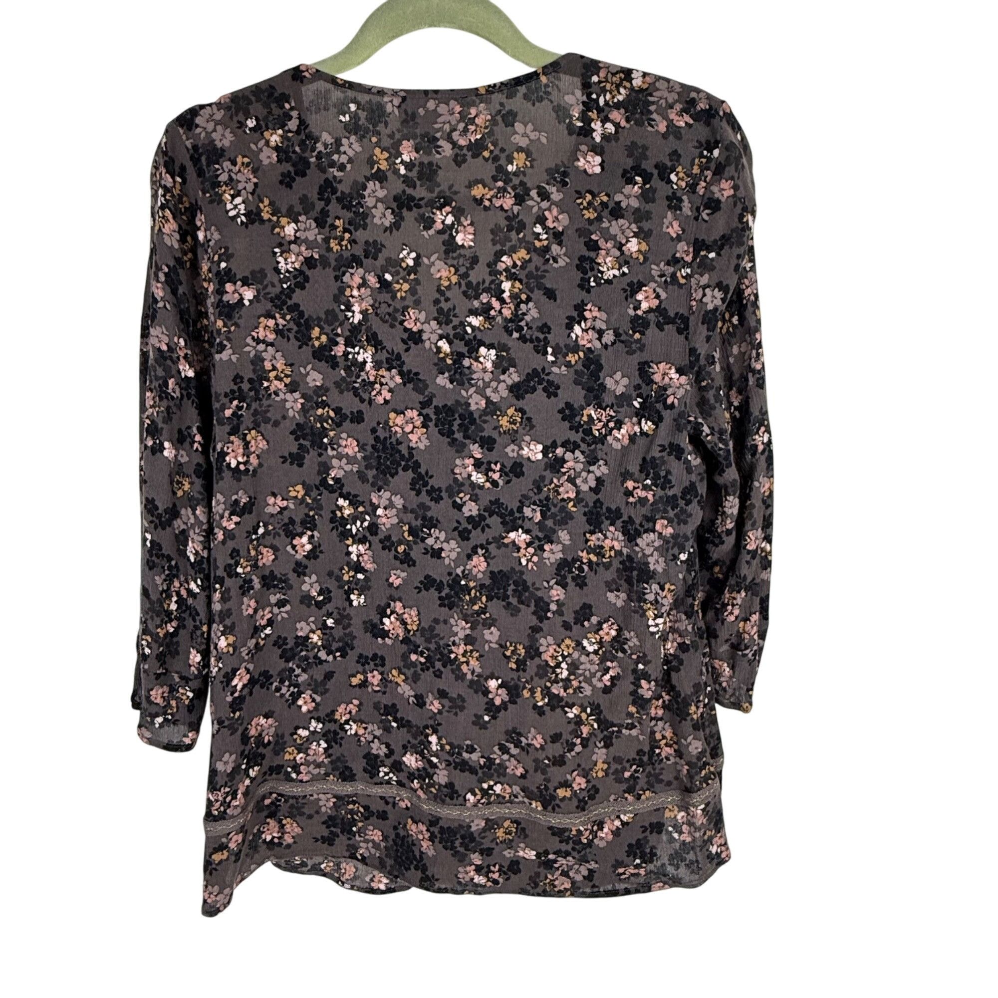 Other J. Jill Women's Floral Peasant Blouse Top V-Neck 3/4-Sleeve Size S / US 4 / IT 40 - 4 Thumbnail