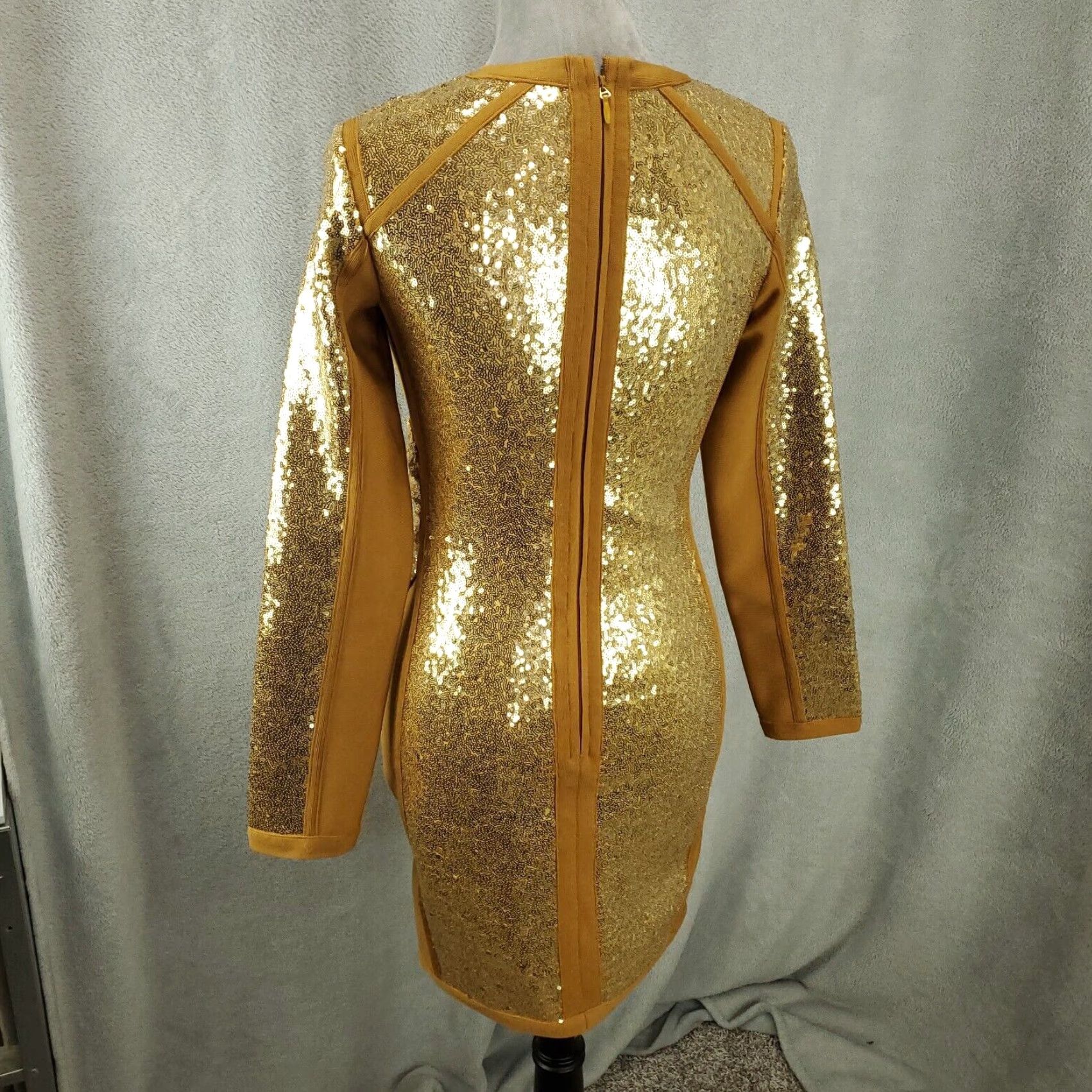 Vintage New Sequin Dress Womens Large Gold Clubwear Night Out Evening Wear NWT Ruched Size L / US 10 / IT 46 - 3 Thumbnail