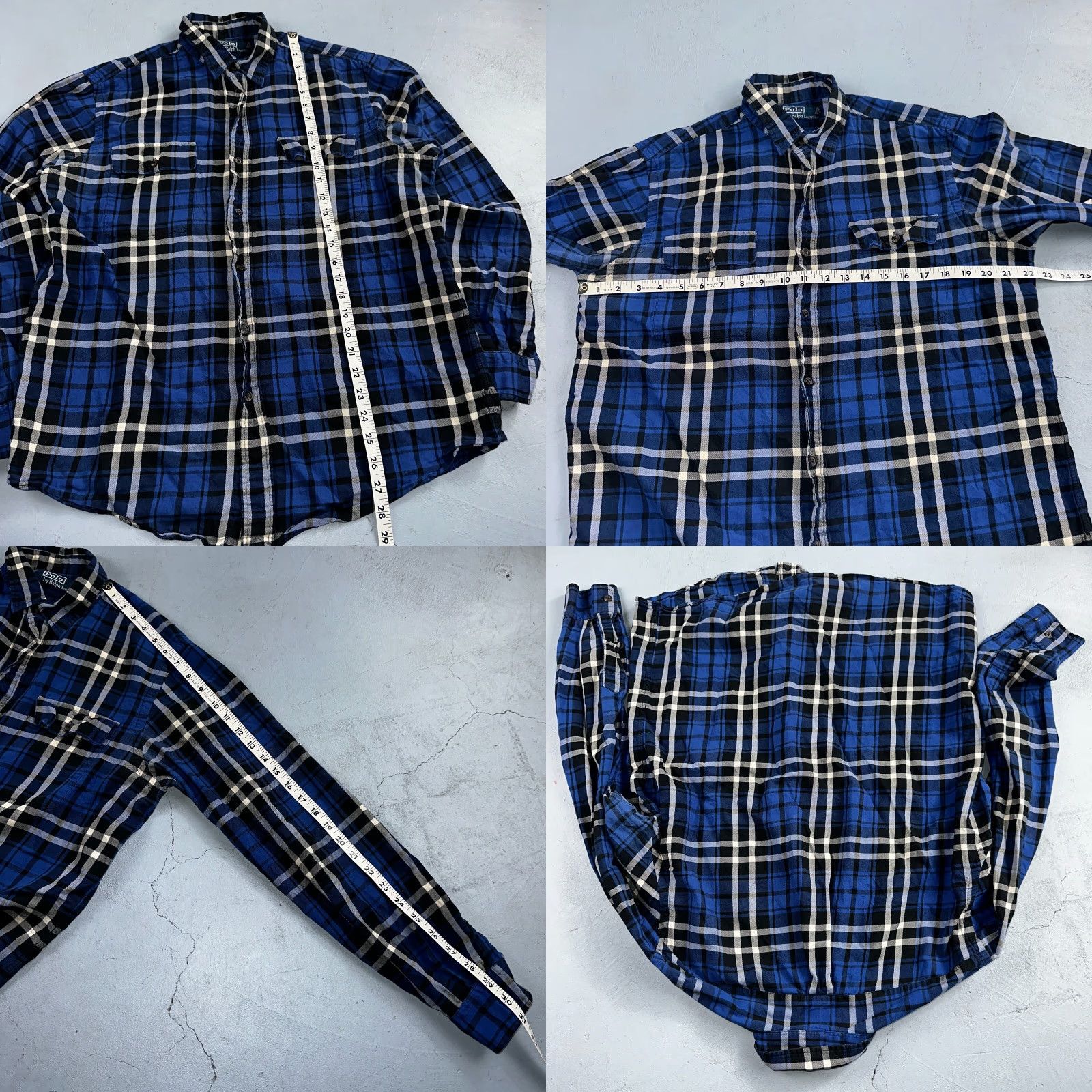 Polo Ralph Lauren VINTAGE Polo Ralph Lauren Oxford Shirt Plaid Stripe Button-Down Blue Mens M 100% Cotton Casual Business 90s Size US M / EU 48-50 / 2 - 8 Thumbnail