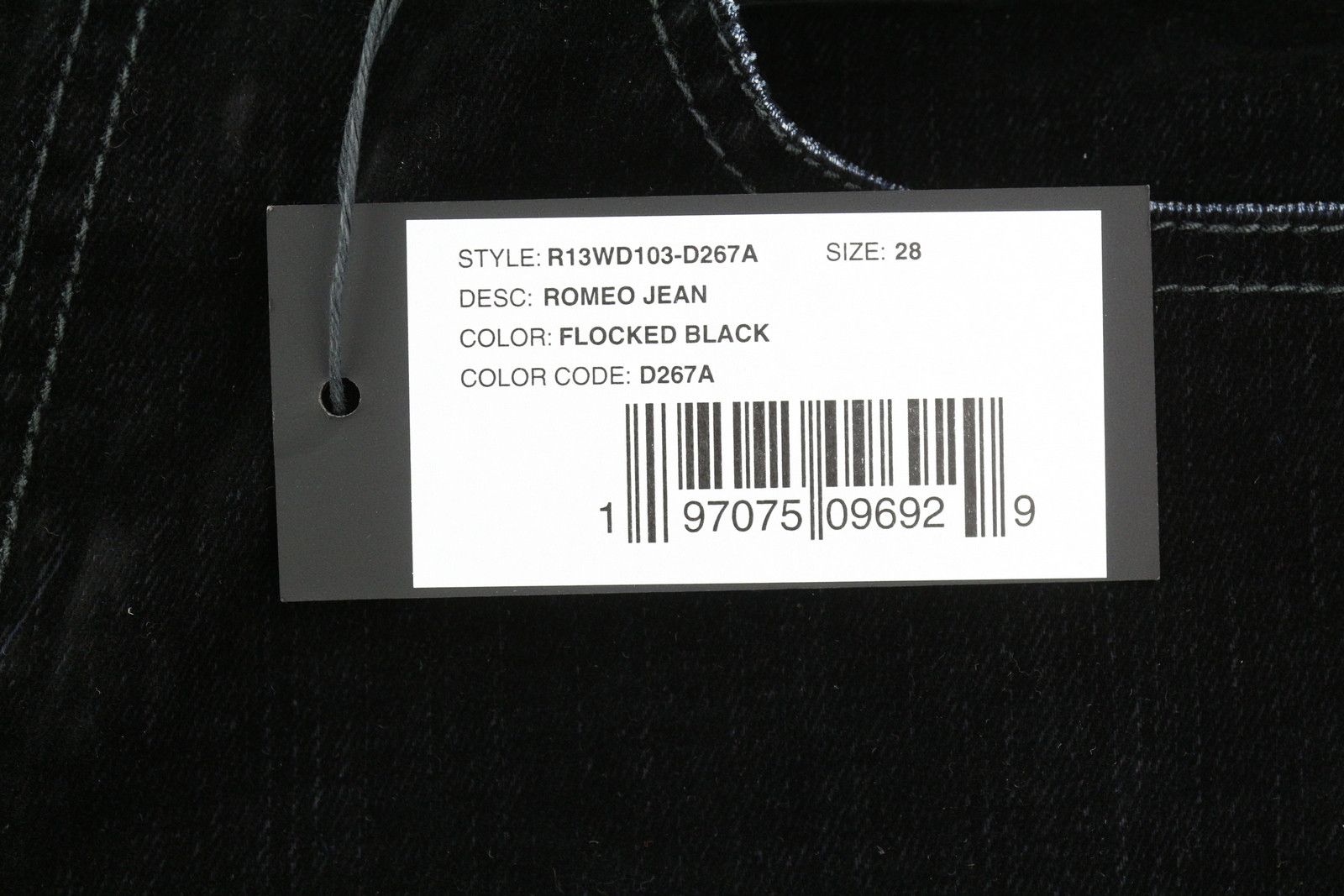 R13 ROMEO 28 Flocked Black Velvet Cropped Low Rise Dark 86242 Size 28" / US 6 / IT 42 - 9 Thumbnail