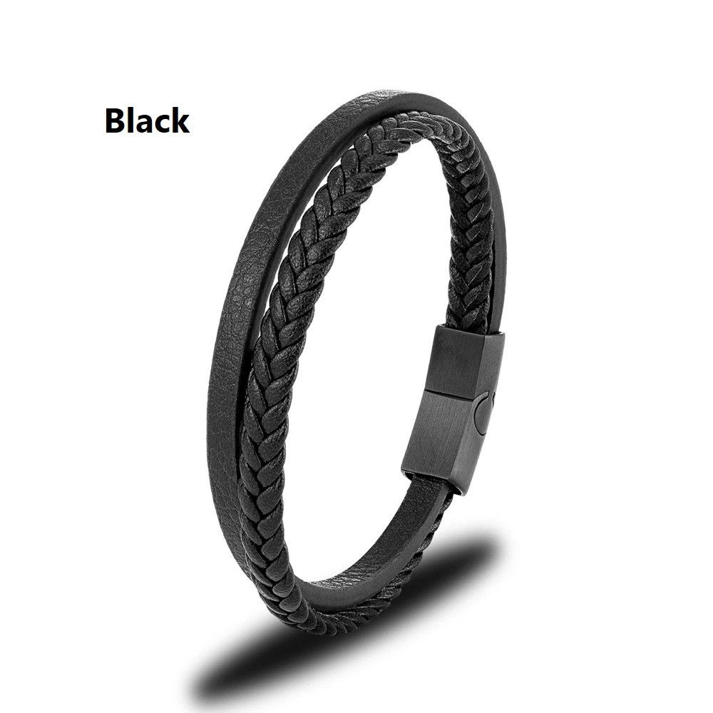 Other Double Layer Leather Bracelet Accessories Cuff Gift For Him Size ONE SIZE - 5 Thumbnail