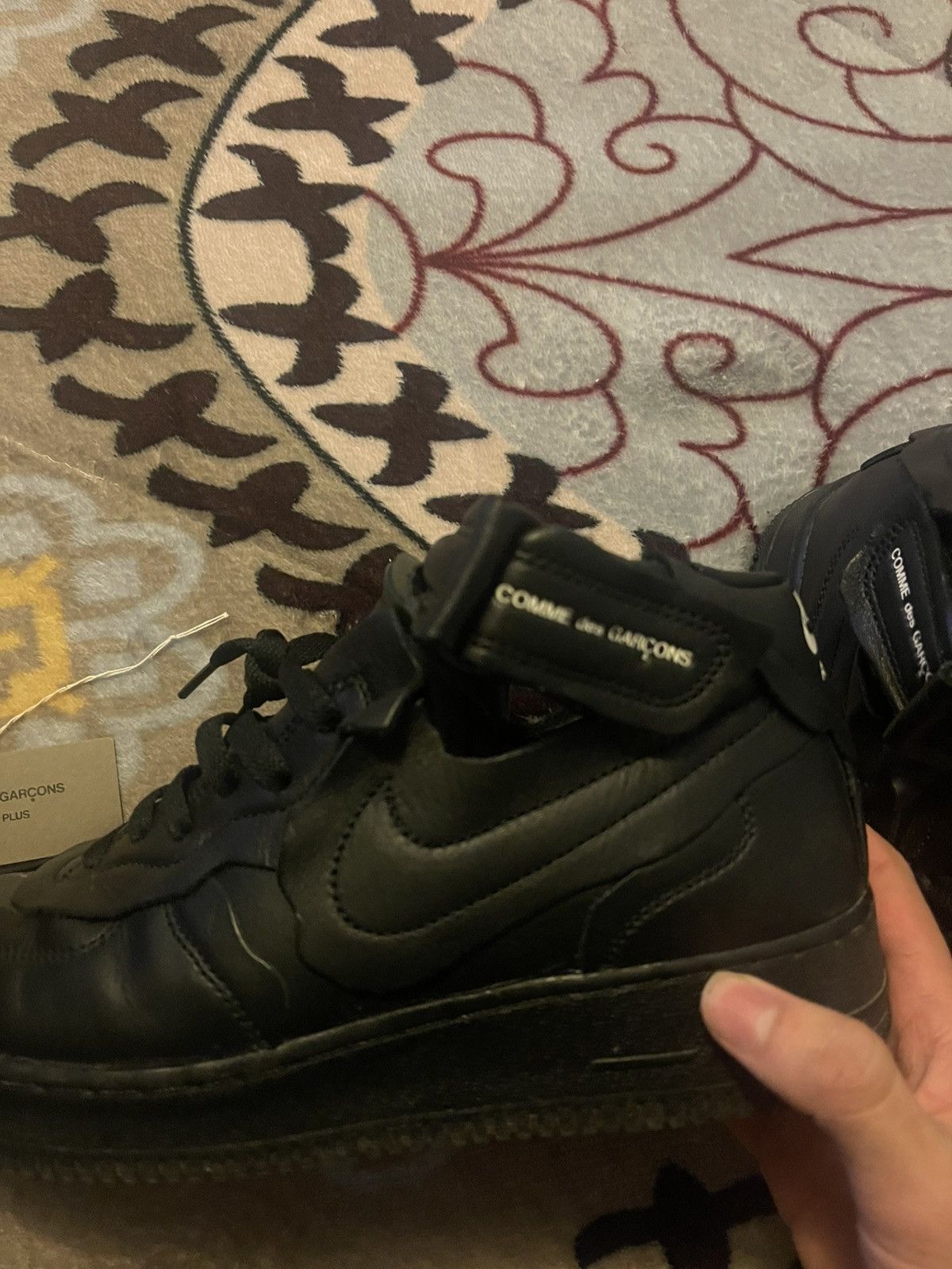 Comme des Garcons Homme Plus Nike x Comme des Garçons Air Force 1 Mid Sneakers Black Size US 8 / EU 41 - 2 Thumbnail