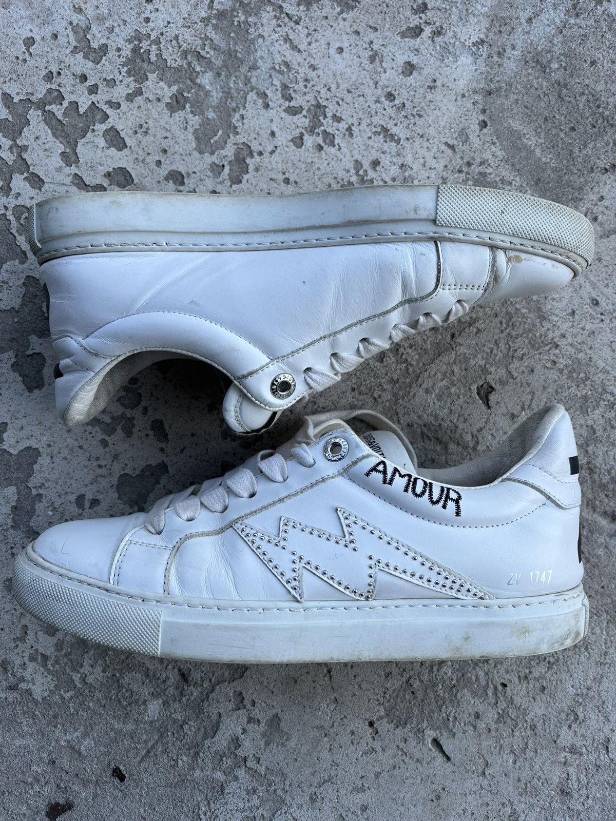 Zadig & Voltaire Zadig & Voltaire Distressed Low Top Sneakers Leather Shoes Size US 8 / IT 38 - 1 Thumbnail