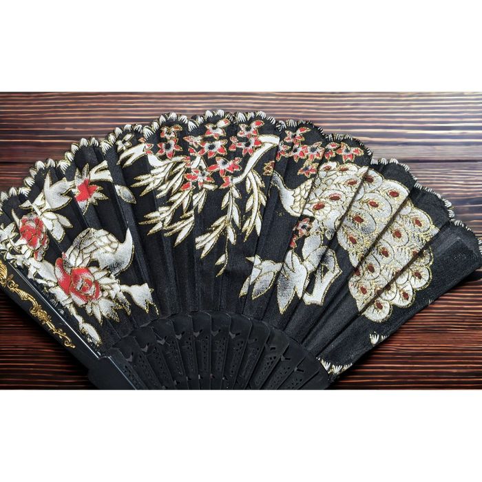 Other Black Floral Glitter Hand Fan