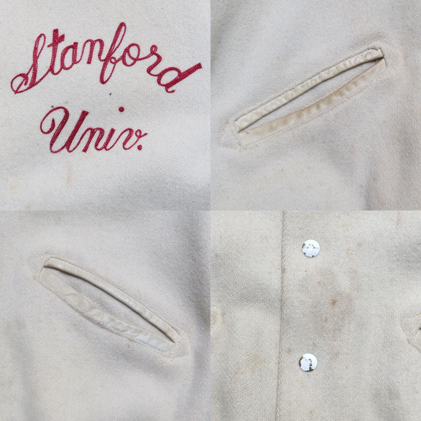 Vintage Vintage Stanford University Wool Leather Varsity Jacket Mens Jacket 44 White 90s Event Stanford University Varsity Jacket Mens Size US S / EU 44-46 / 1 - 8 Thumbnail