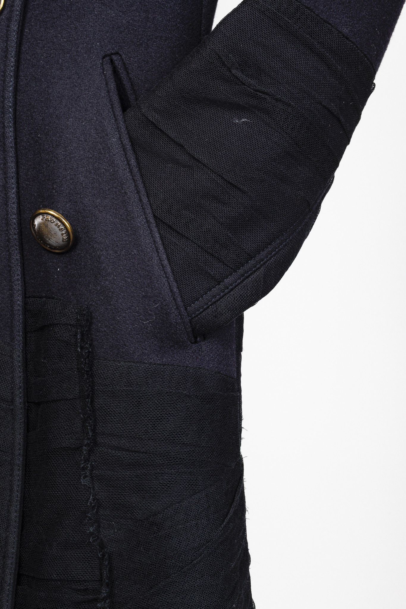 Burberry Prorsum Burberry Prorsum Navy Wool Tulle Trim Pea Coat Size M / US 6-8 / IT 42-44 - 8 Thumbnail