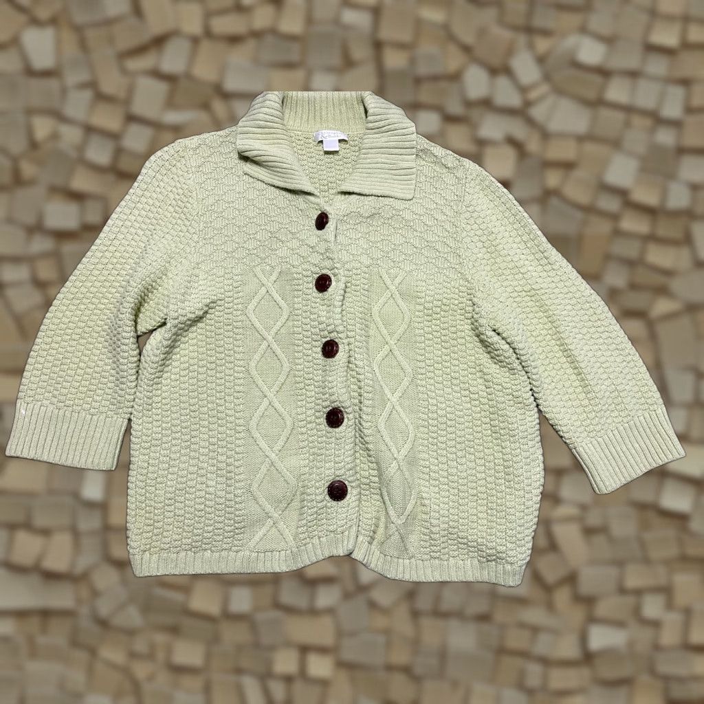 Vintage Christopher & Banks Sweater Cardigan Women M Green KnIT Button Knit Casual Size M / US 6-8 / IT 42-44 - 1 Thumbnail