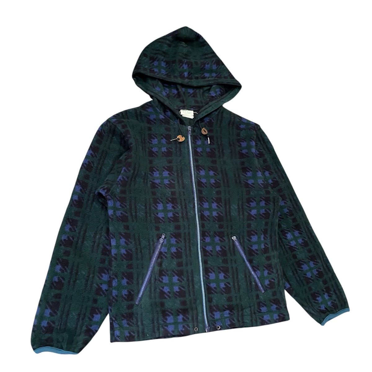 L.L. Bean Vintage 90s L.L. Bean Geometric Fleece Hoodi Size US M / EU 48-50 / 2 - 2 Thumbnail