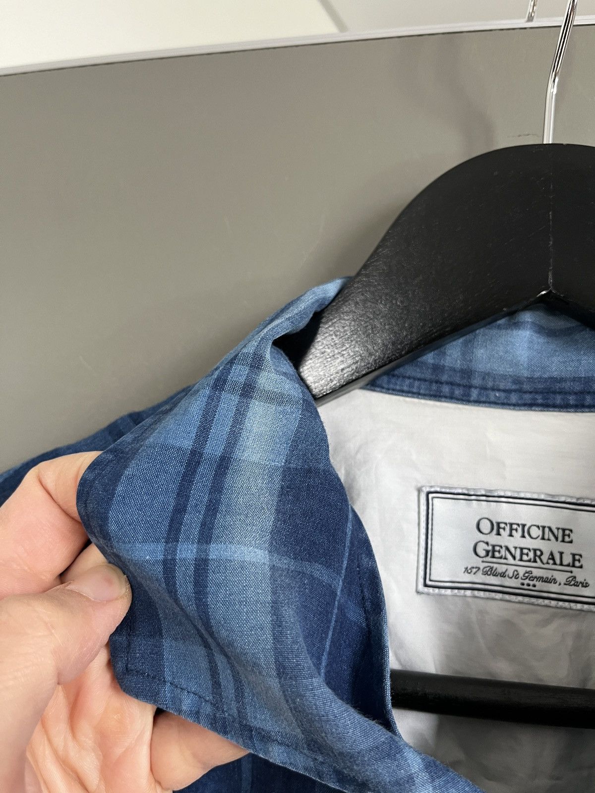 Officine Generale Officine Generale Blue Check Shirt Size US L / EU 52-54 / 3 - 5 Thumbnail