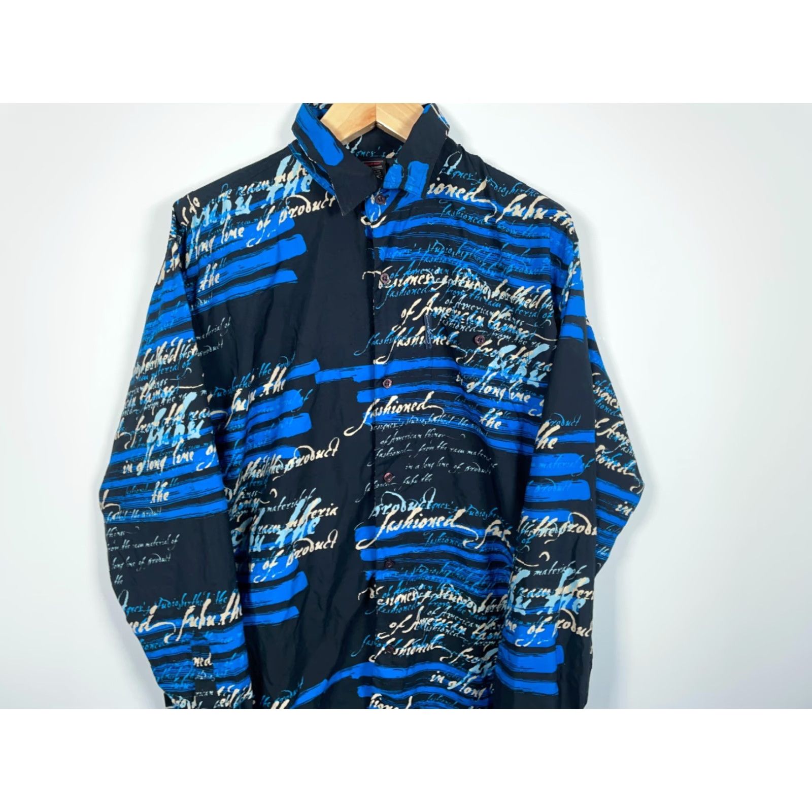 Fubu VINTAGE FUBU AOP Long Sleeve Shirt Mens Large Black Blue Script Polyester Hip Hop 90s Retro Button-Up Size US L / EU 52-54 / 3 - 4 Thumbnail