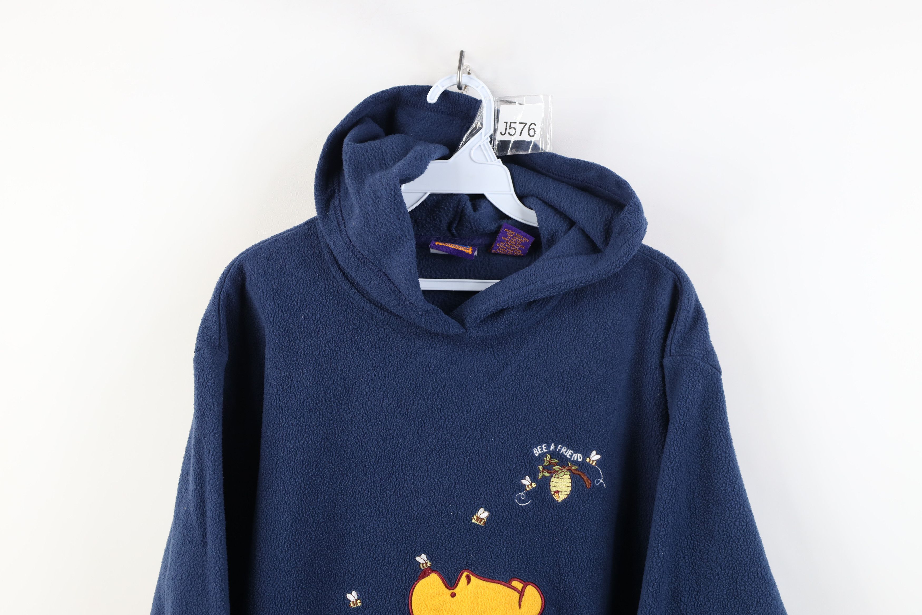 Disney Vintage 90s Disney Winnie the Pooh Fleece Hoodie Sweatshirt Size L / US 10 / IT 46 - 2 Thumbnail