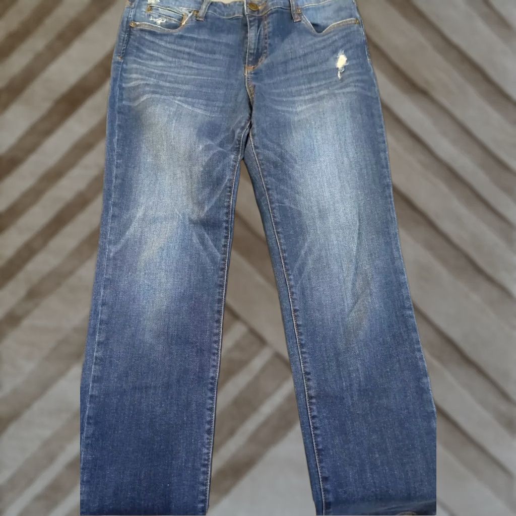 Vintage KUT from the Kloth Jeans SIZE 10 Stretch Distressed Women's Skinny Denim Blue Regular Cotton Blend Zip Size 32" / US 10 / IT 46 - 1 Thumbnail
