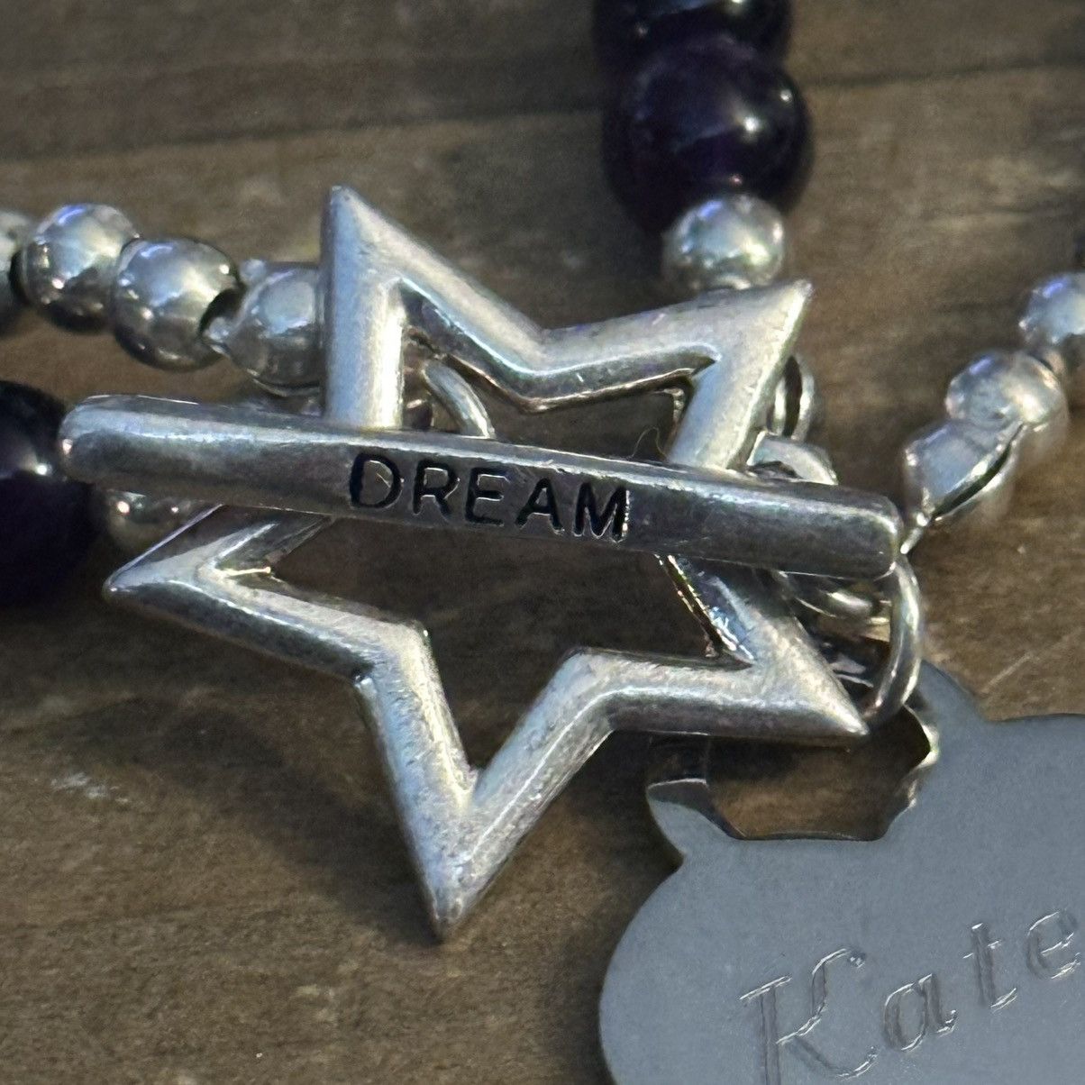 Other Double strand purple and silver bead Kately name bracelet Size ONE SIZE - 3 Thumbnail