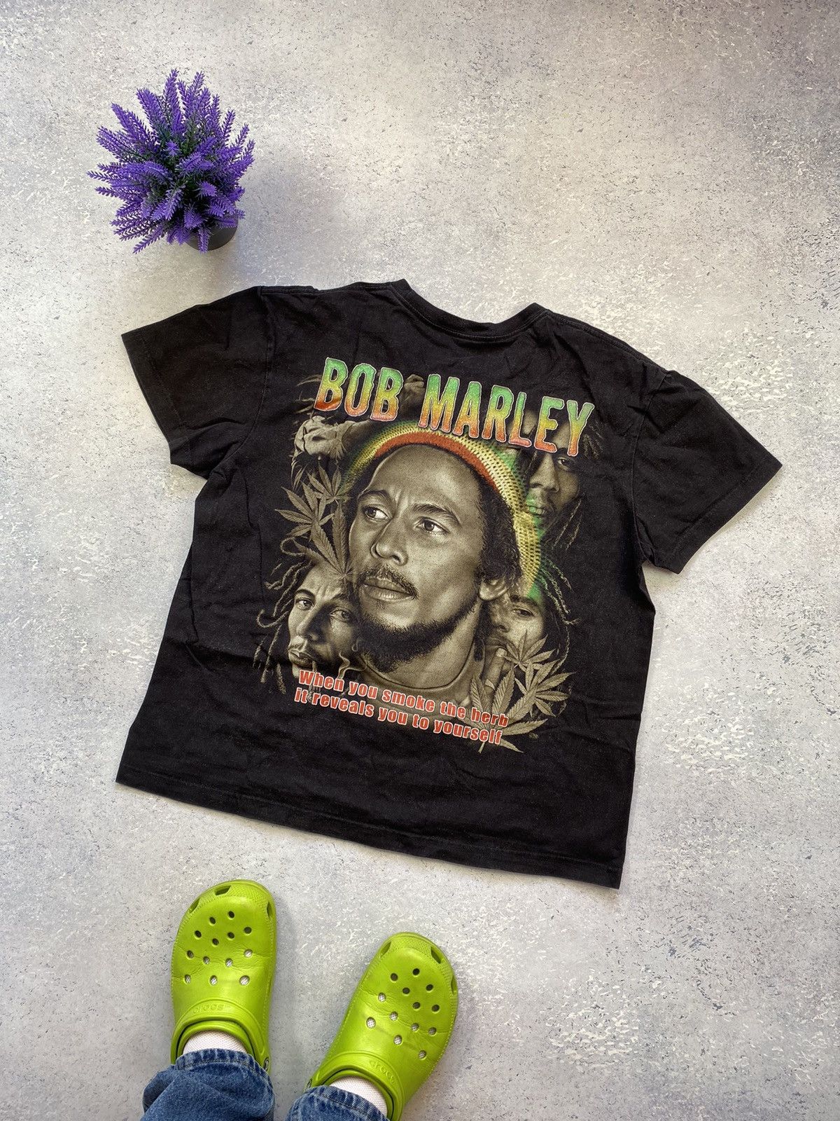 Bob Marley × Designer × Vintage Vintage Bob Marley Men’s Black T-shirt With Big Logo Medium Size US M / EU 48-50 / 2 - 6 Thumbnail
