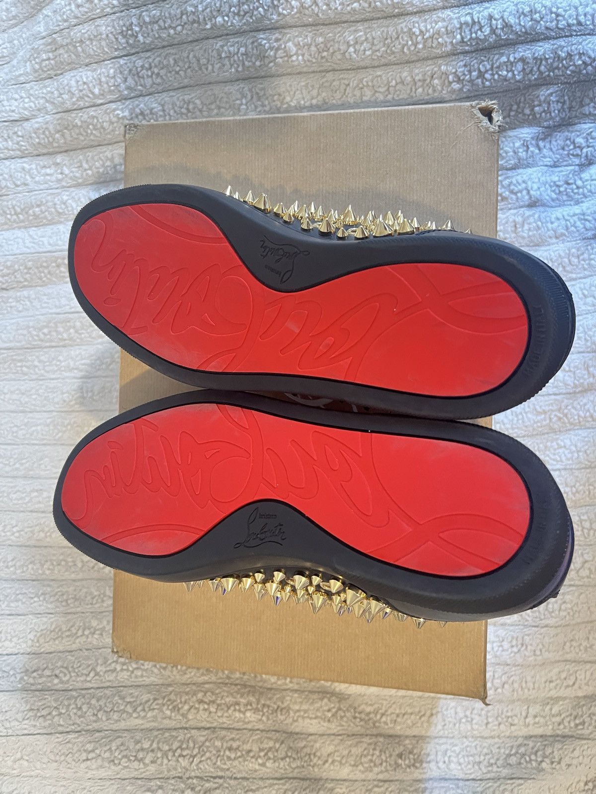 Christian Louboutin Christian Louboutin Louis Junior Spikes Black/Gold Size 42.5 Size US 9 / EU 42 - 4 Thumbnail