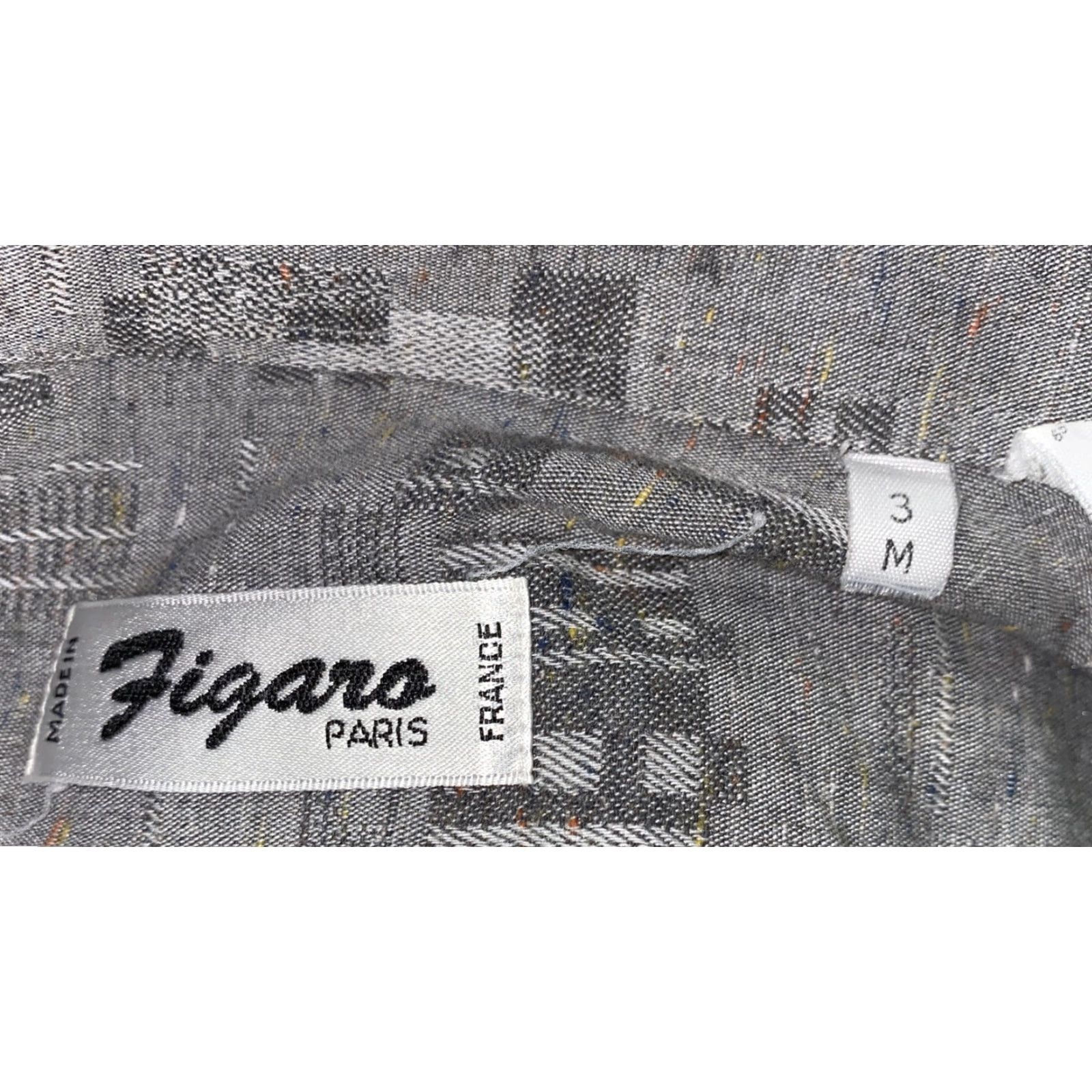 Vintage Figara Shirt Men Long Sleeve Button-Up Gray M Regular Collar Down French Made Cotton Blend Button Front Size US M / EU 48-50 / 2 - 6 Thumbnail