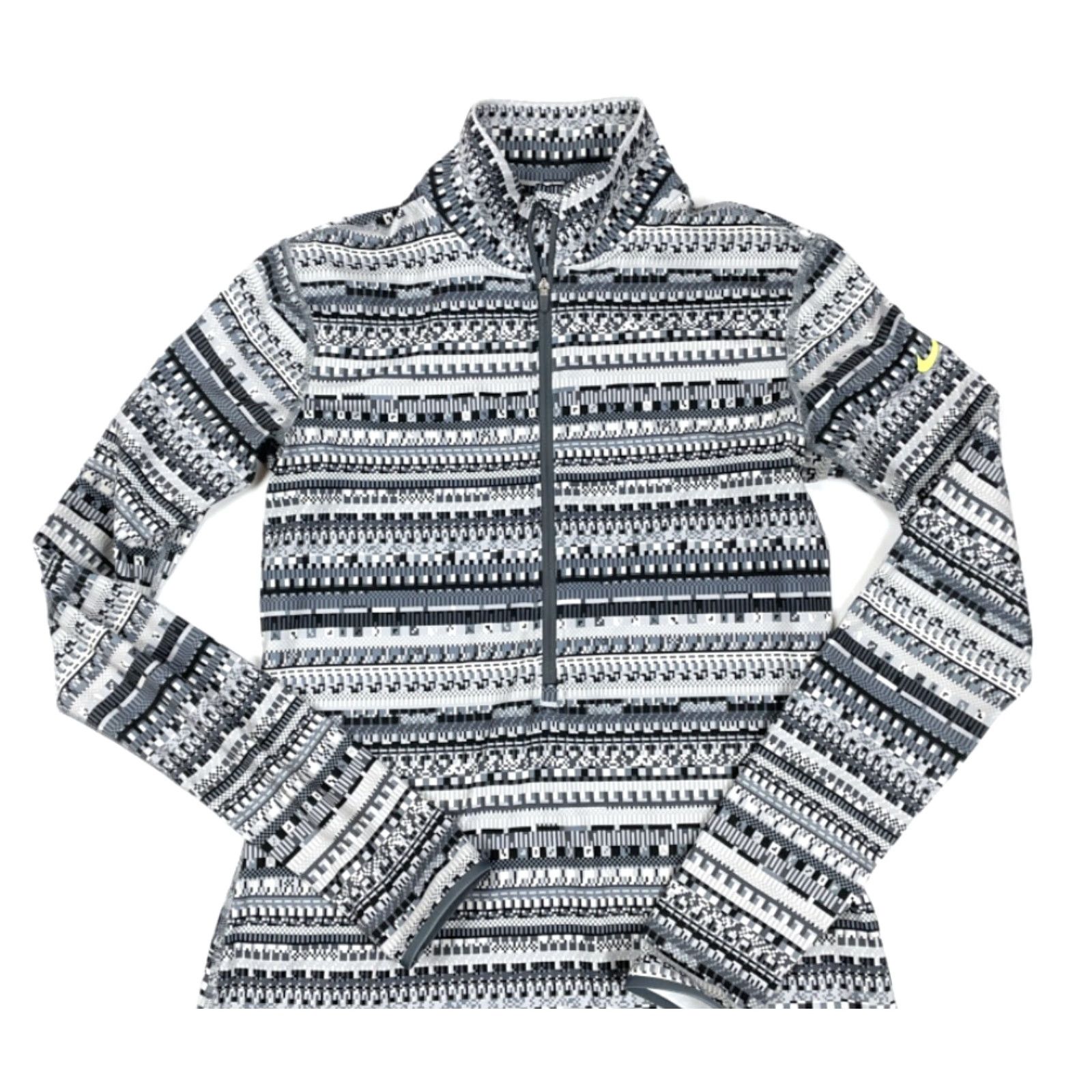 Nike VINTAGE Nike 8-Bit Gray White 1/2-Zip Pullover Dri-Fit Pullover Top Shirt Hyperwarm M Womens Regular Gray Geometric Print 8-Bit Nike Shirt Size M / US 6-8 / IT 42-44 - 3 Thumbnail