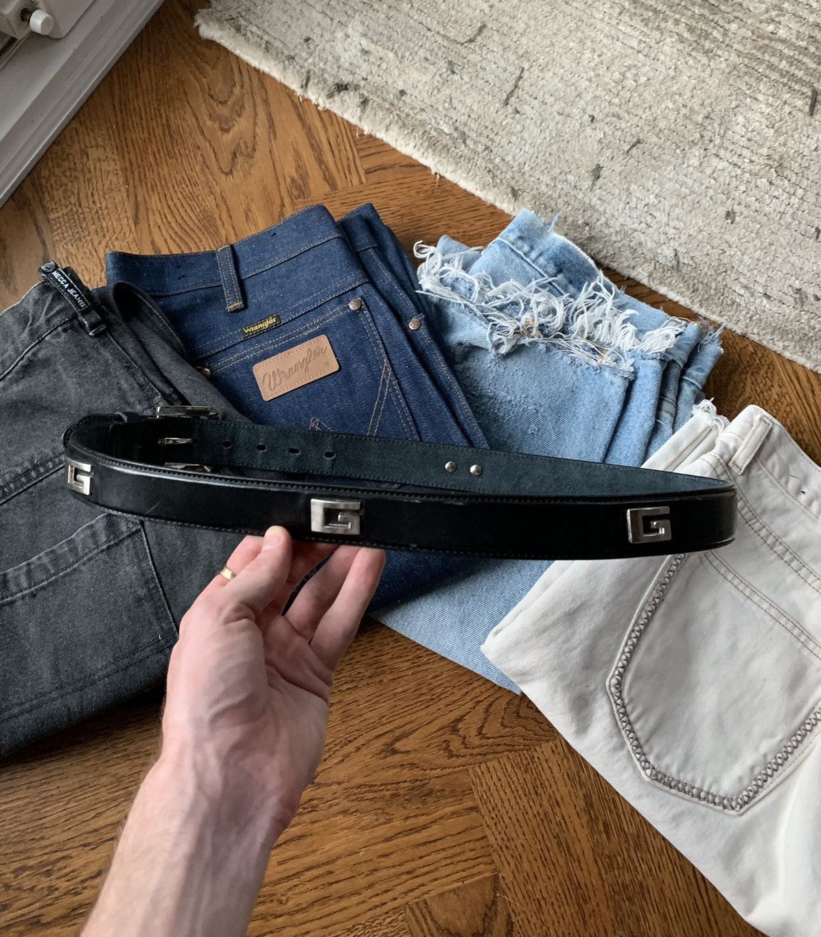 Japanese Brand × Vintage Vintage Gucci Style G Studded Belt Y2K Distressed Leather 90 Size ONE SIZE - 3 Thumbnail