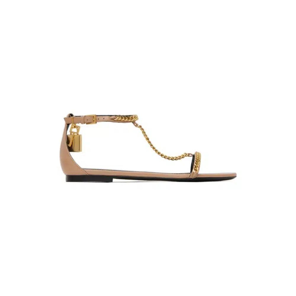 Tom Ford o1loc1c0325 W3218 Padlock Chain Flats in Beige Size US 12 / IT 42 - 1 Thumbnail