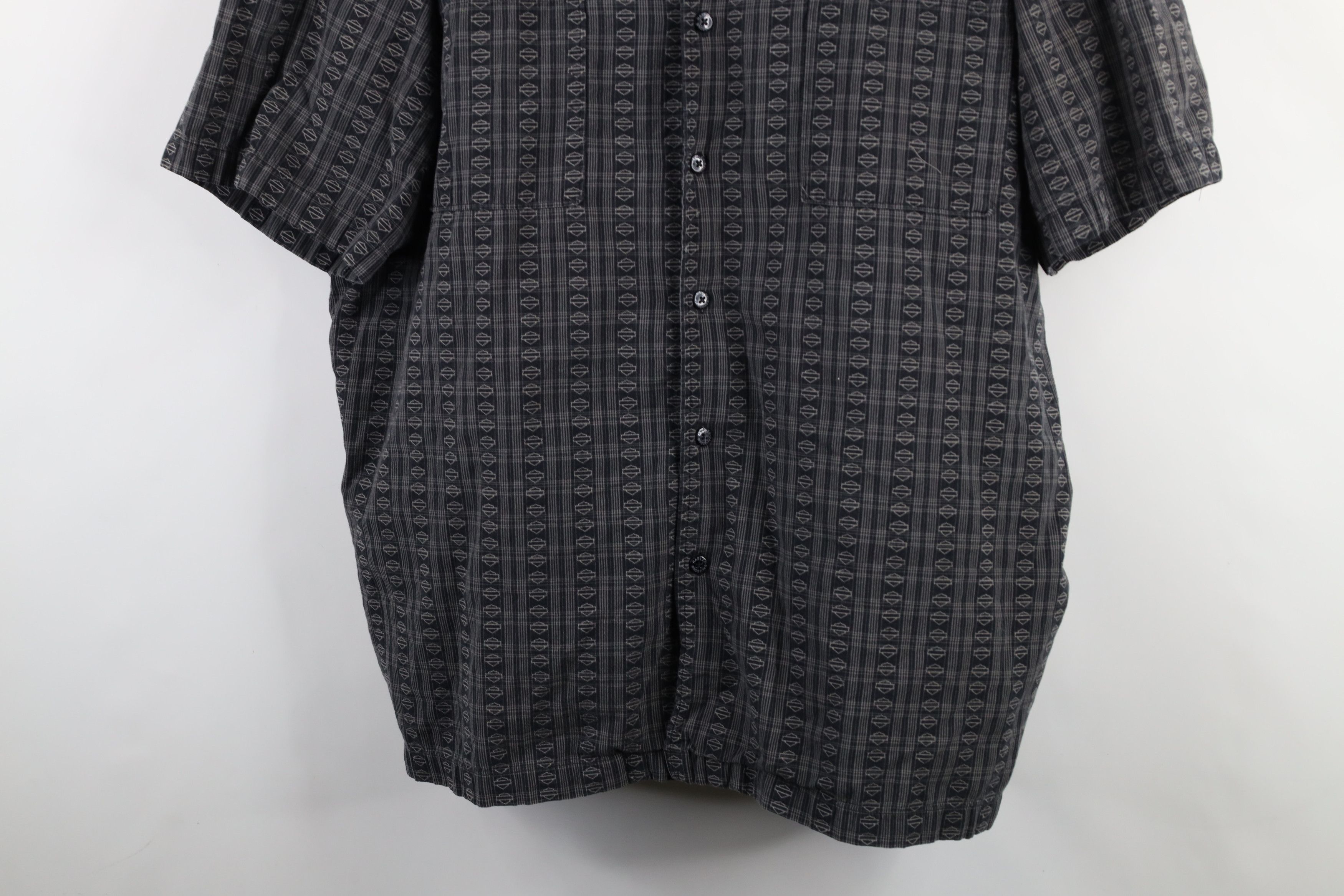 Harley Davidson × Vintage Vintage 90s Harley Davidson Logo All Over Print Button Shirt Size US XXL / EU 58 / 5 - 3 Thumbnail