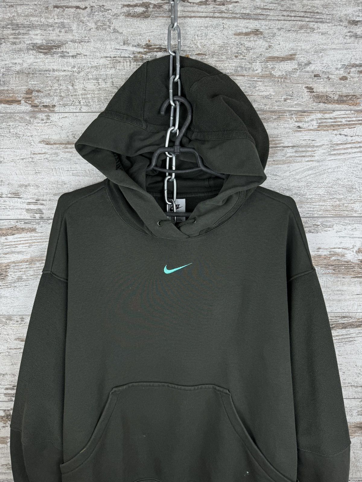 Nike × Vintage Mens Vintage Nike centre swoosh logo hoodie y2k drill rare Size US M / EU 48-50 / 2 - 3 Thumbnail