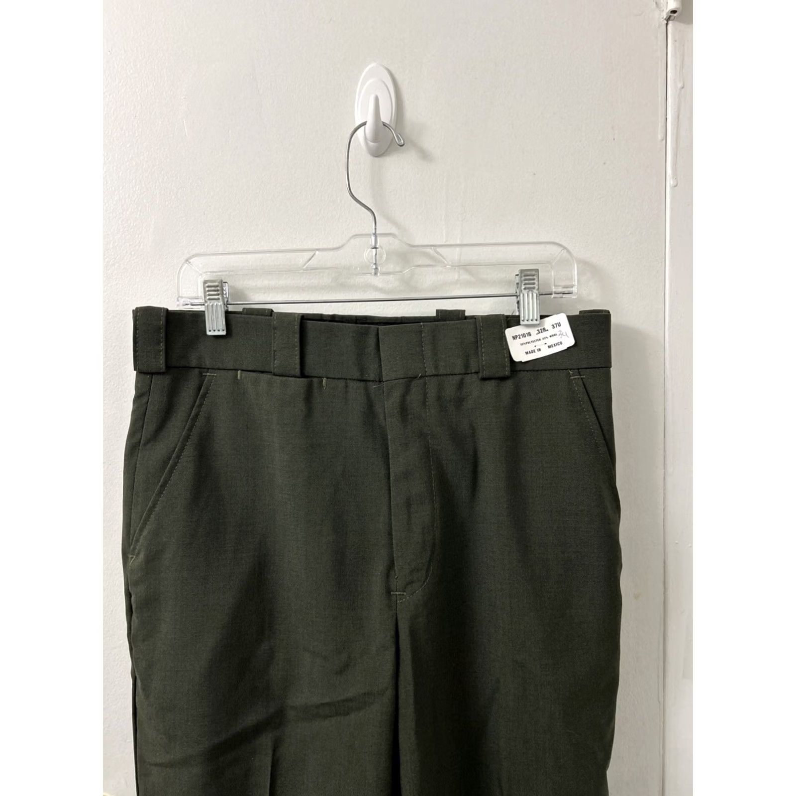 Vintage VF Imagewear Work Pants Mens 32x34 Green Wool-Polyester 5-Pocket Chino Flat Front Straight Leg YKK Size US 32 / EU 48 - 2 Thumbnail