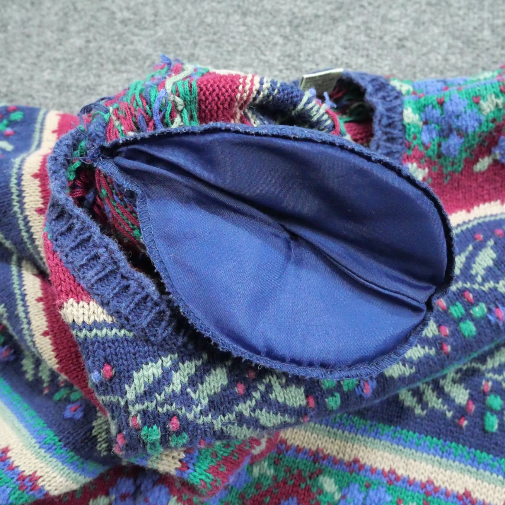 Vintage Vintage Northern Isles Sweater Womens Red Blue Floral Striped Cotton Ramie 90s Size XL / US 12-14 / IT 48-50 - 6 Thumbnail