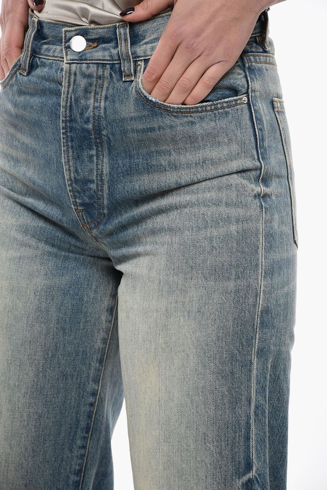 Amiri og1mm0426 High-Rise Wide Straight-Fit Jeans in Blue Size 28" / US 6 / IT 42 - 3 Thumbnail