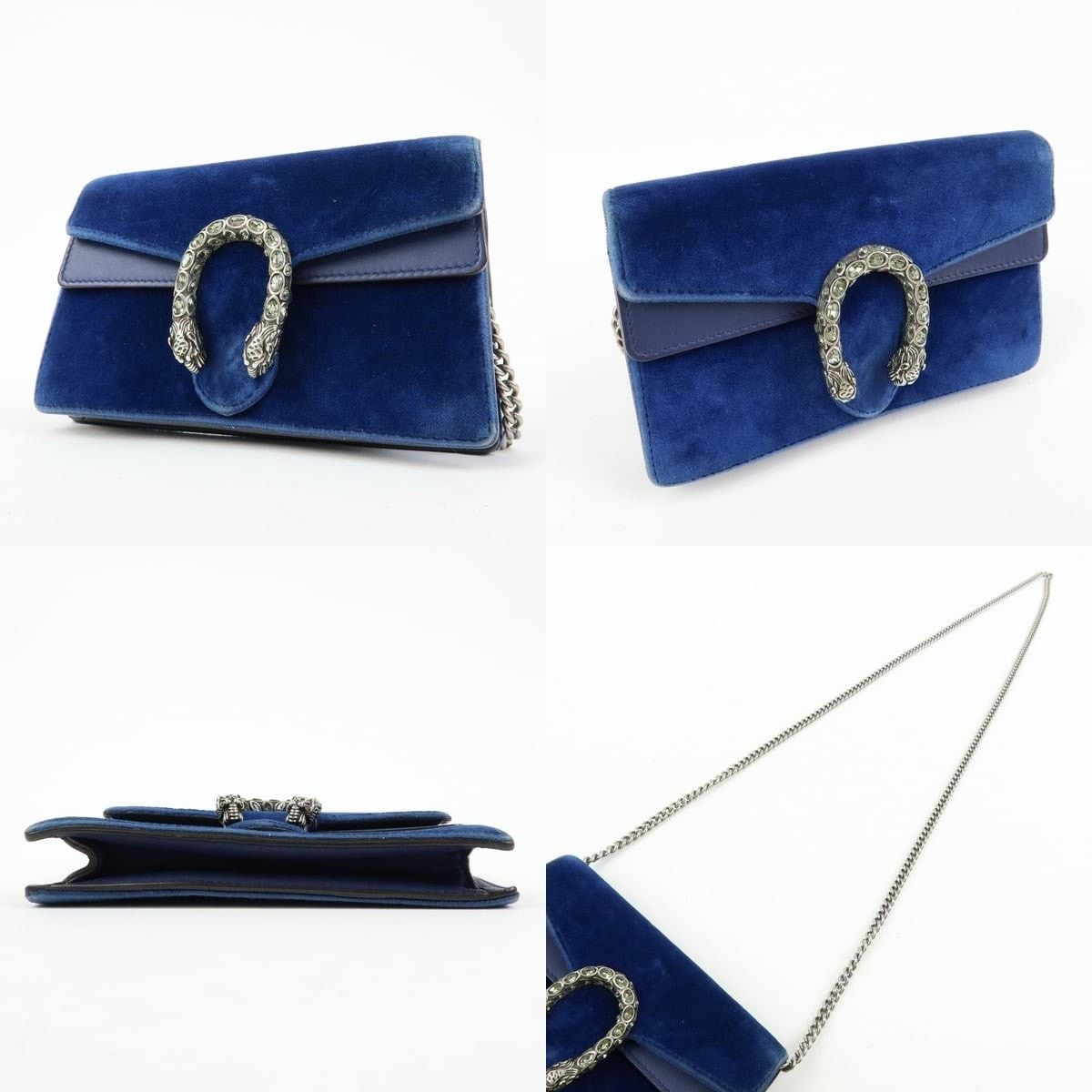 Gucci Gucci Dionysus Mini Shoulder Bag Velvet Blue Size ONE SIZE - 3 Thumbnail