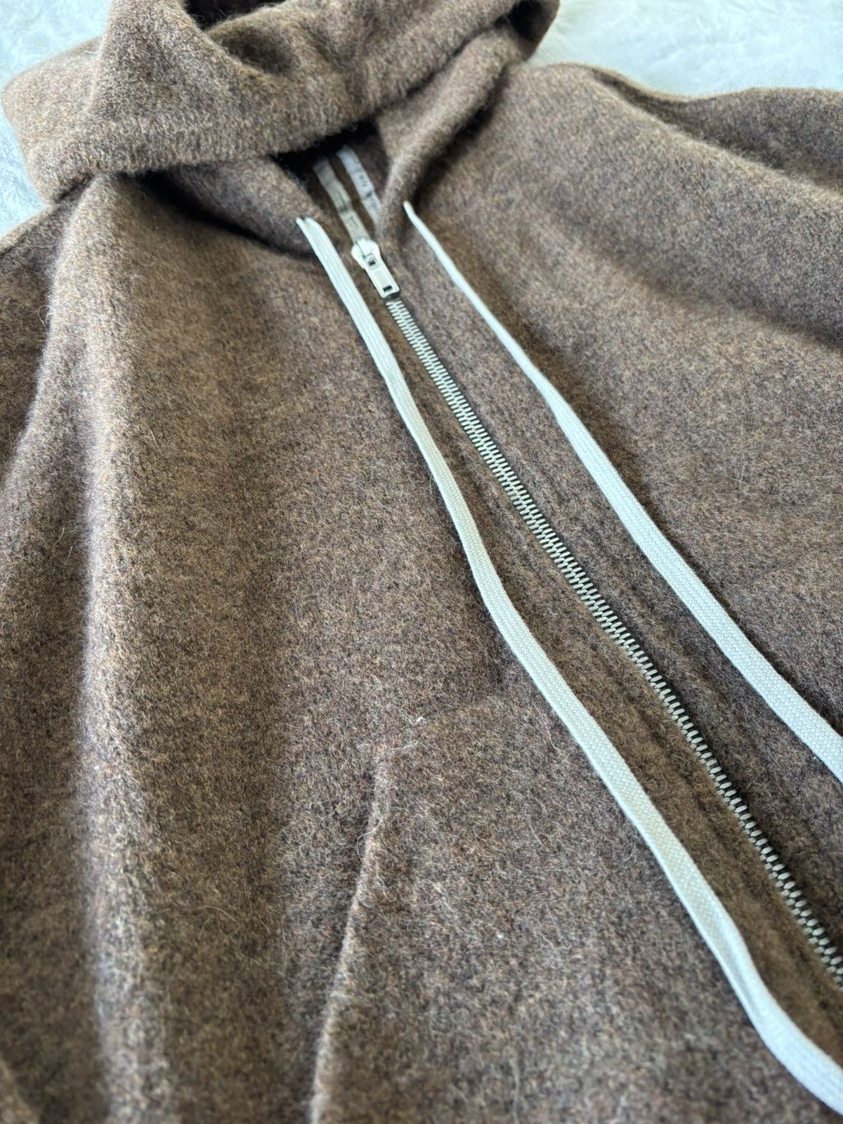 Rick Owens FW24 brown alpaca wool knit zip hoodie