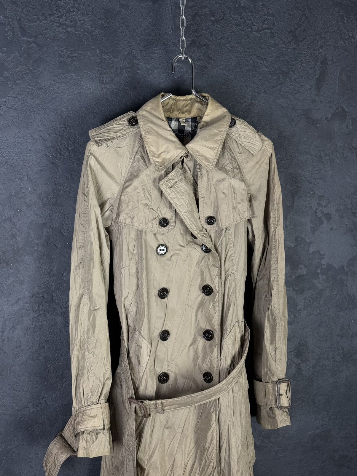 Burberry BURBERRY Beige Nylon Belted Women’s Double Trench Coat Size M / US 6-8 / IT 42-44 - 5 Thumbnail