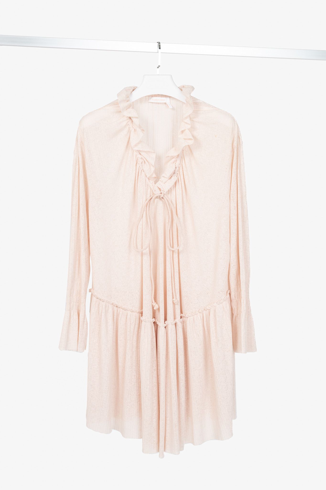 See by Chloe See by Chloe SS17 Bow-Detailed Ruffled Gauze Mini Dress Size M / US 6-8 / IT 42-44 - 1 Thumbnail