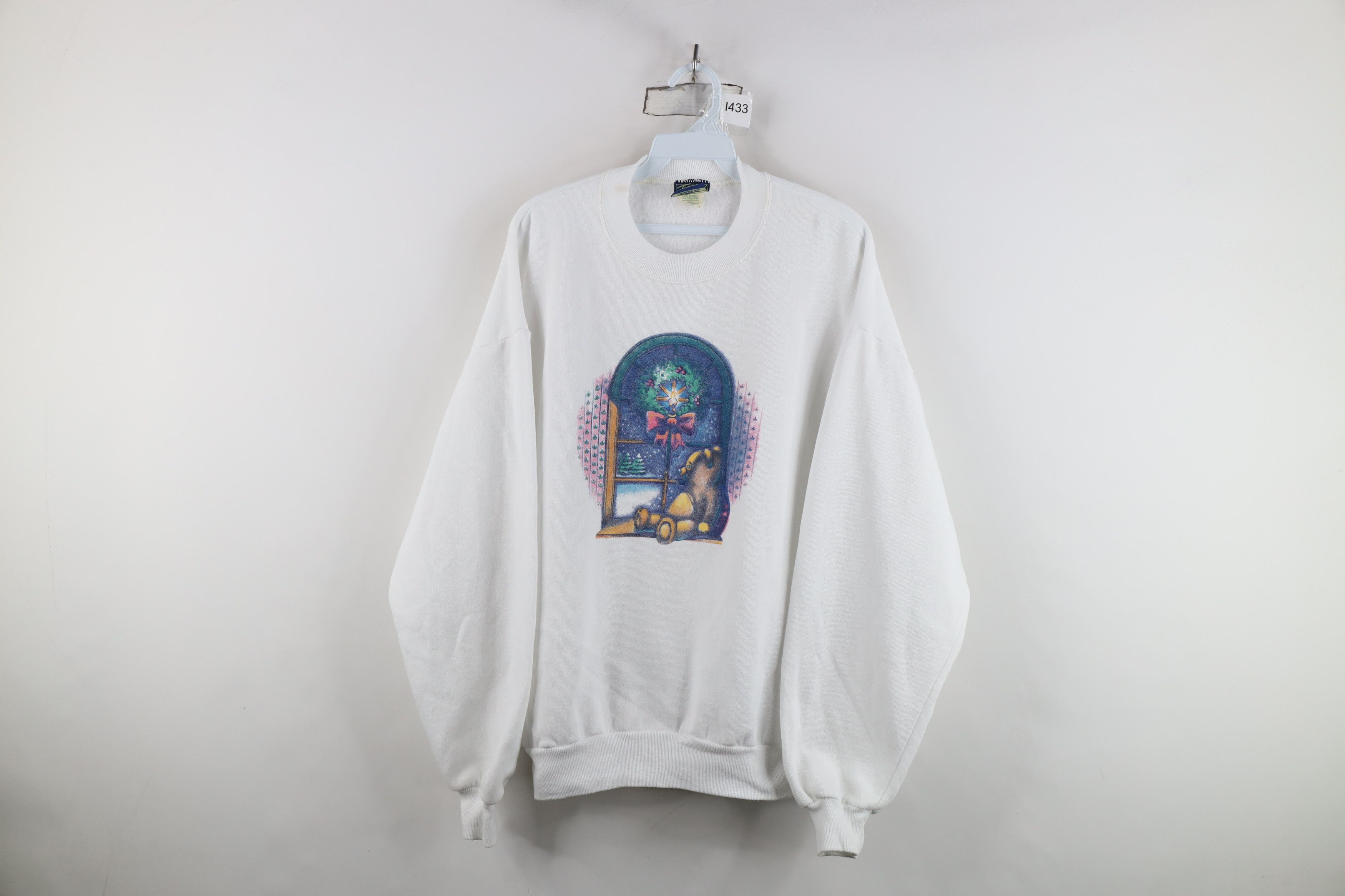 Vintage Vintage 90s Christmas Night Teddy Bear Crewneck Sweatshirt Size L / US 10 / IT 46 - 1 Thumbnail
