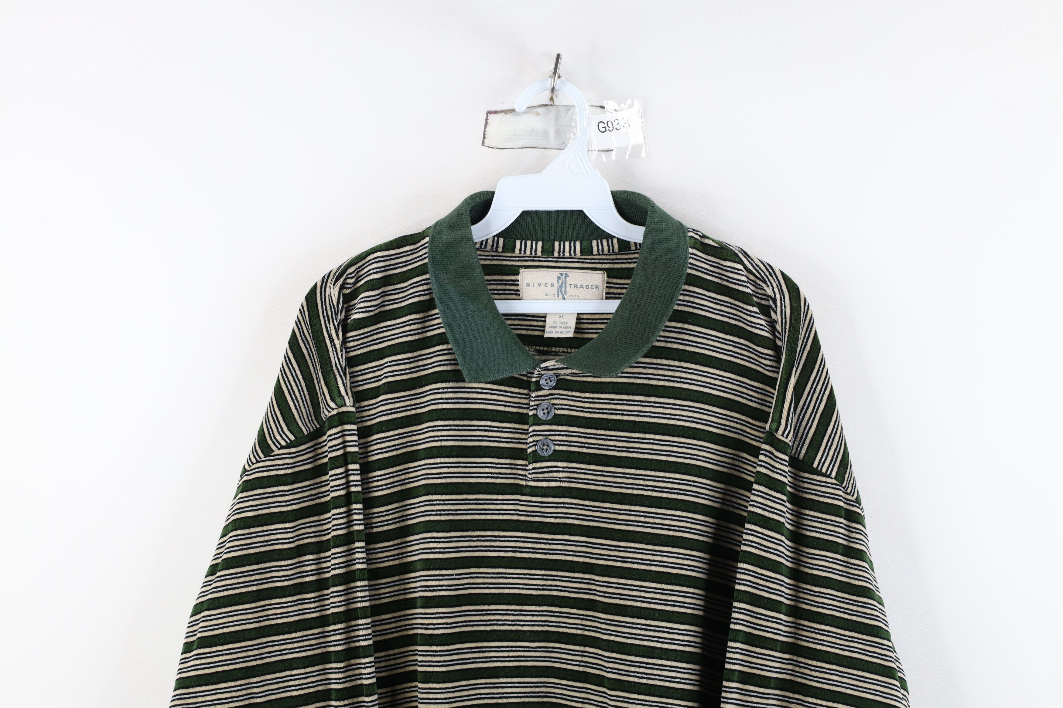 Vintage Vintage 90s Streetwear Velour Long Sleeve Rugby Polo Green Size US XL / EU 56 / 4 - 2 Thumbnail