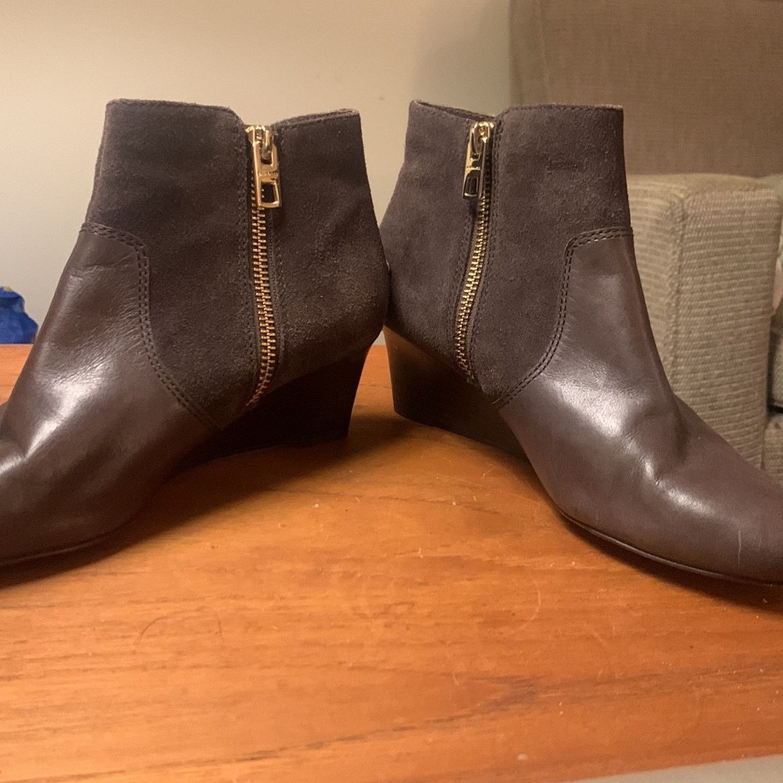 Coach Coach Mystic brown wedge ankle boots booties Size US 5 / IT 35 - 1 Thumbnail