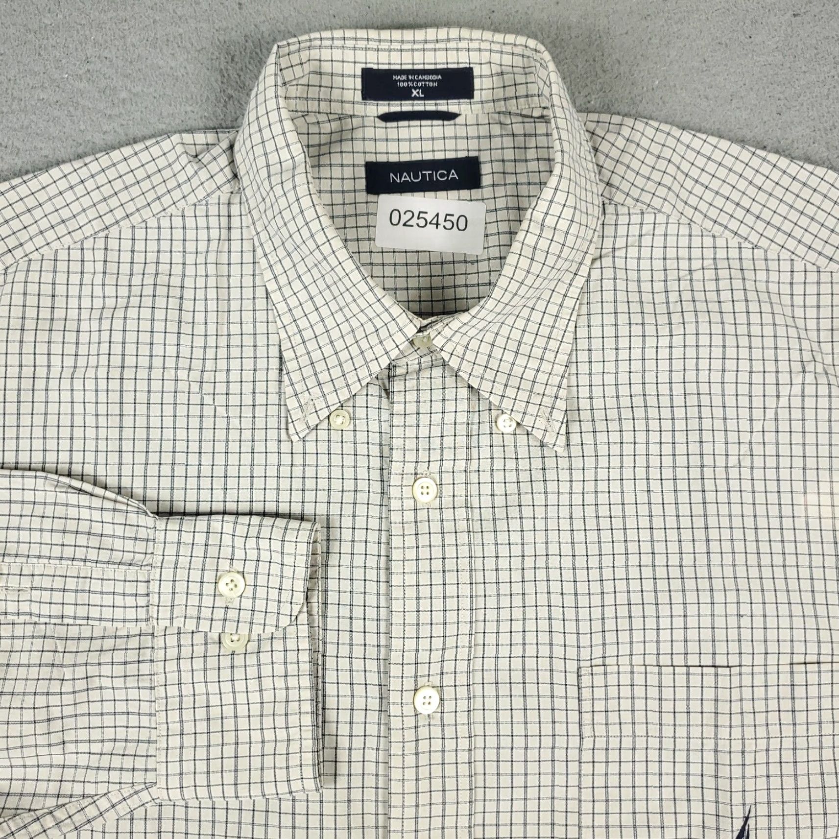 Nautica Nautica Button-Up Shirt Men's XL Blue Check Long Sleeve Casual Regular Fit Size US XL / EU 56 / 4 - 2 Thumbnail