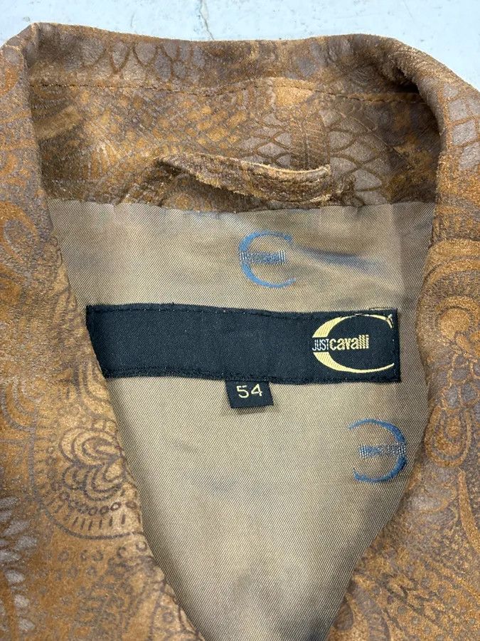 Roberto Cavalli 2000s Roberto Cavalli Brown Asian Dragon Leather Biker Jacket Size US L / EU 52-54 / 3 - 11 Thumbnail