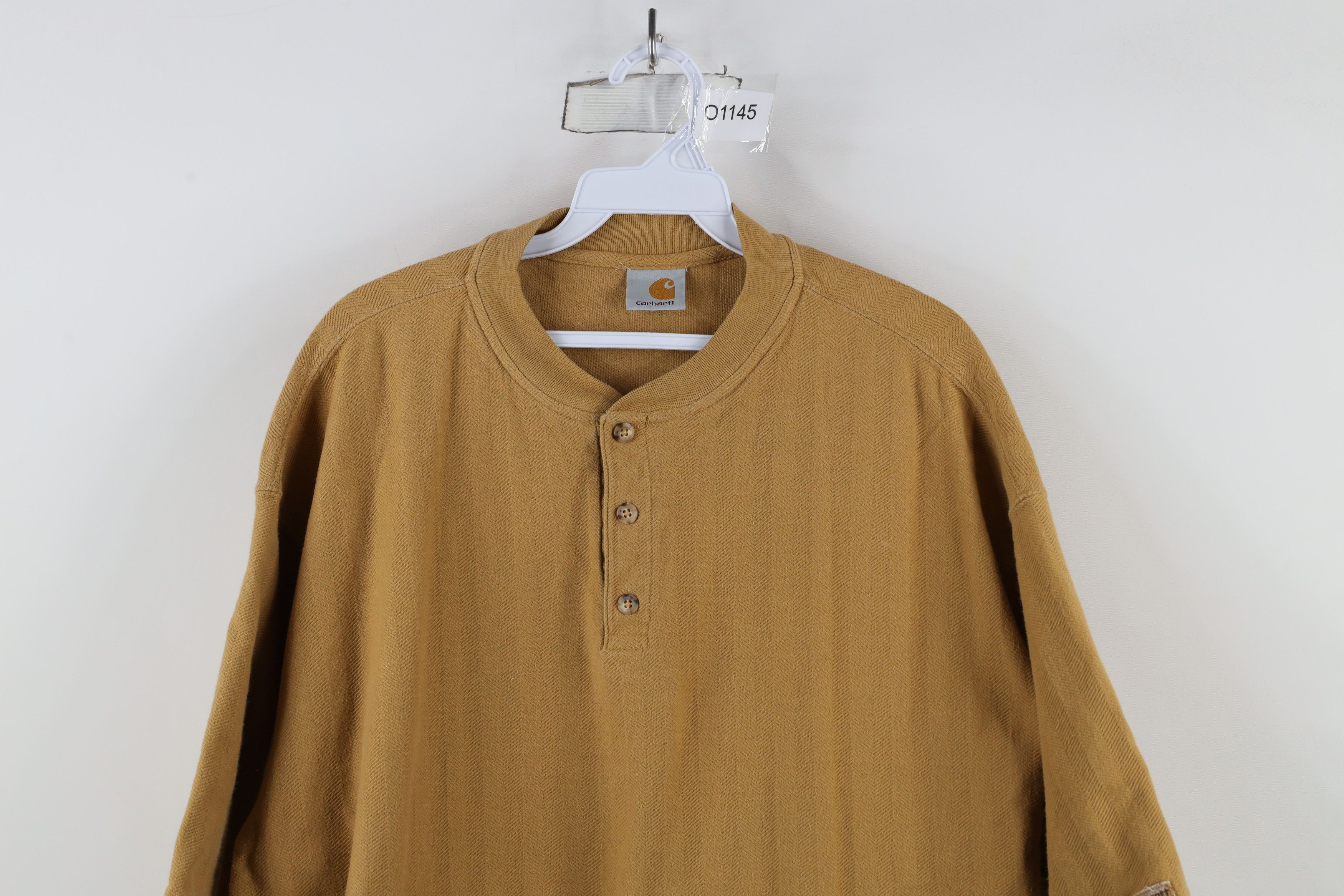 Carhartt × Vintage Vintage 90s Carhartt Herringbone Heavyweight Henley T-Shirt Size US XXL / EU 58 / 5 - 2 Thumbnail