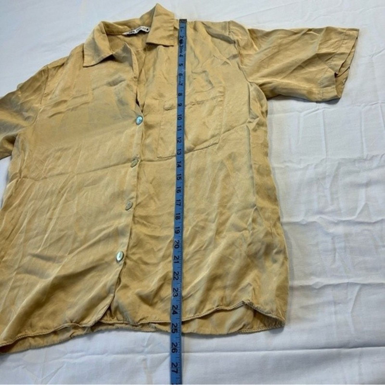 Zara Zara Women's Top Medium Light Tan Blouse Button Front Size M / US 6-8 / IT 42-44 - 4 Thumbnail