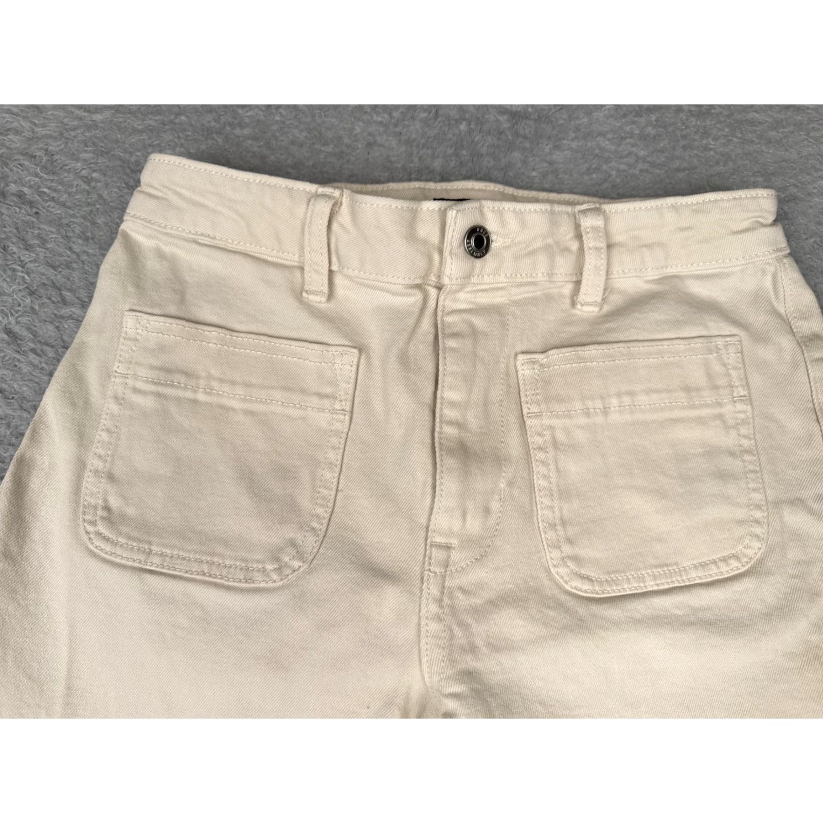 Vintage Free Assembly Jeans Womens 4 Beige Wide-Leg High Rise Raw Hem Cotton 27x26 Size 27" / US 4 / IT 40 - 4 Thumbnail