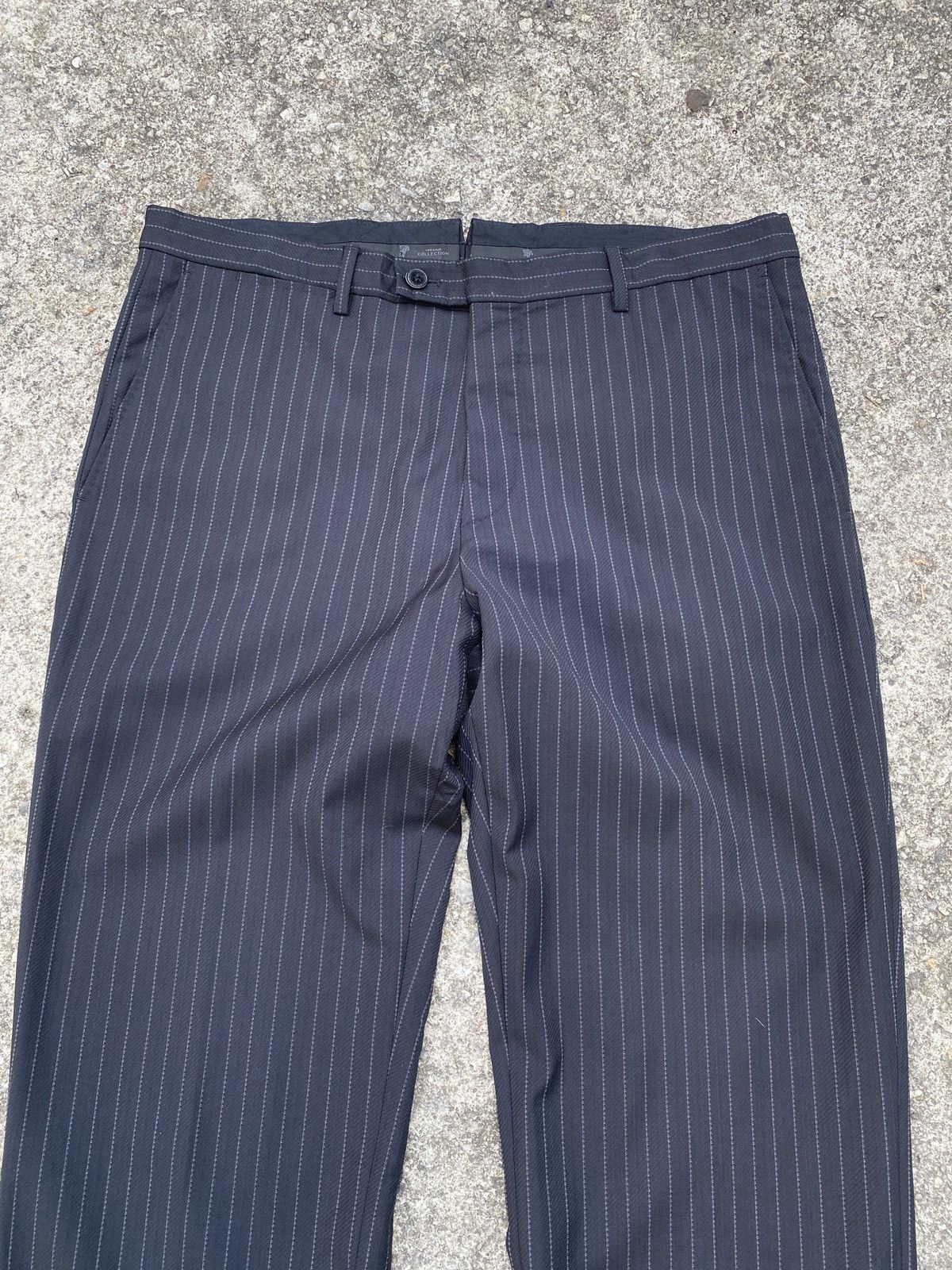 Versace × Versace Jeans Couture VERSACE BLACK FINE SILVER PINSTRIPE TROUSER PANT Size US 33 - 4 Thumbnail