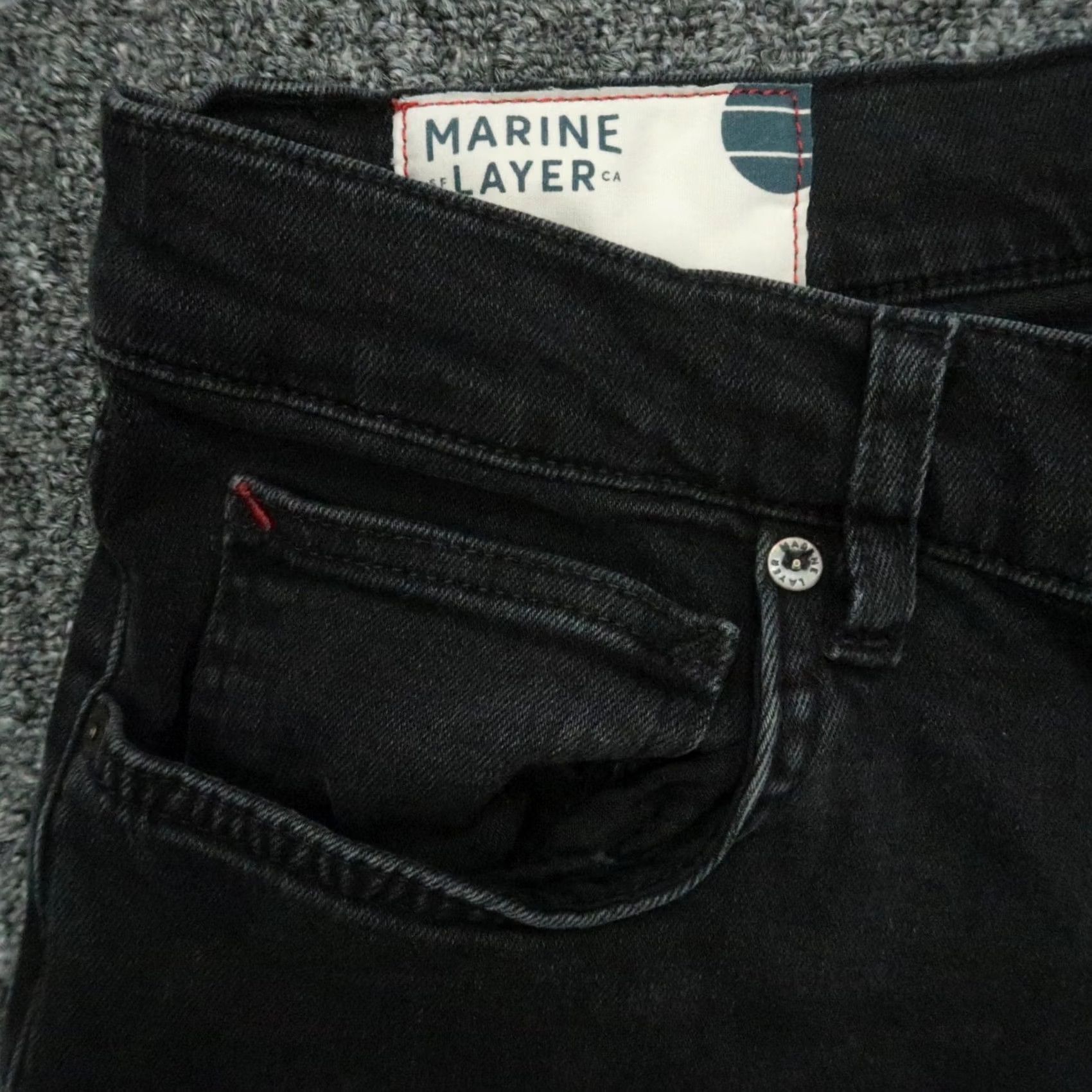Marine Layer Marine Layer Jeans Mens 33x32 Black Slim 5-Pocket Denim Straight Jeans Size US 33 - 3 Thumbnail